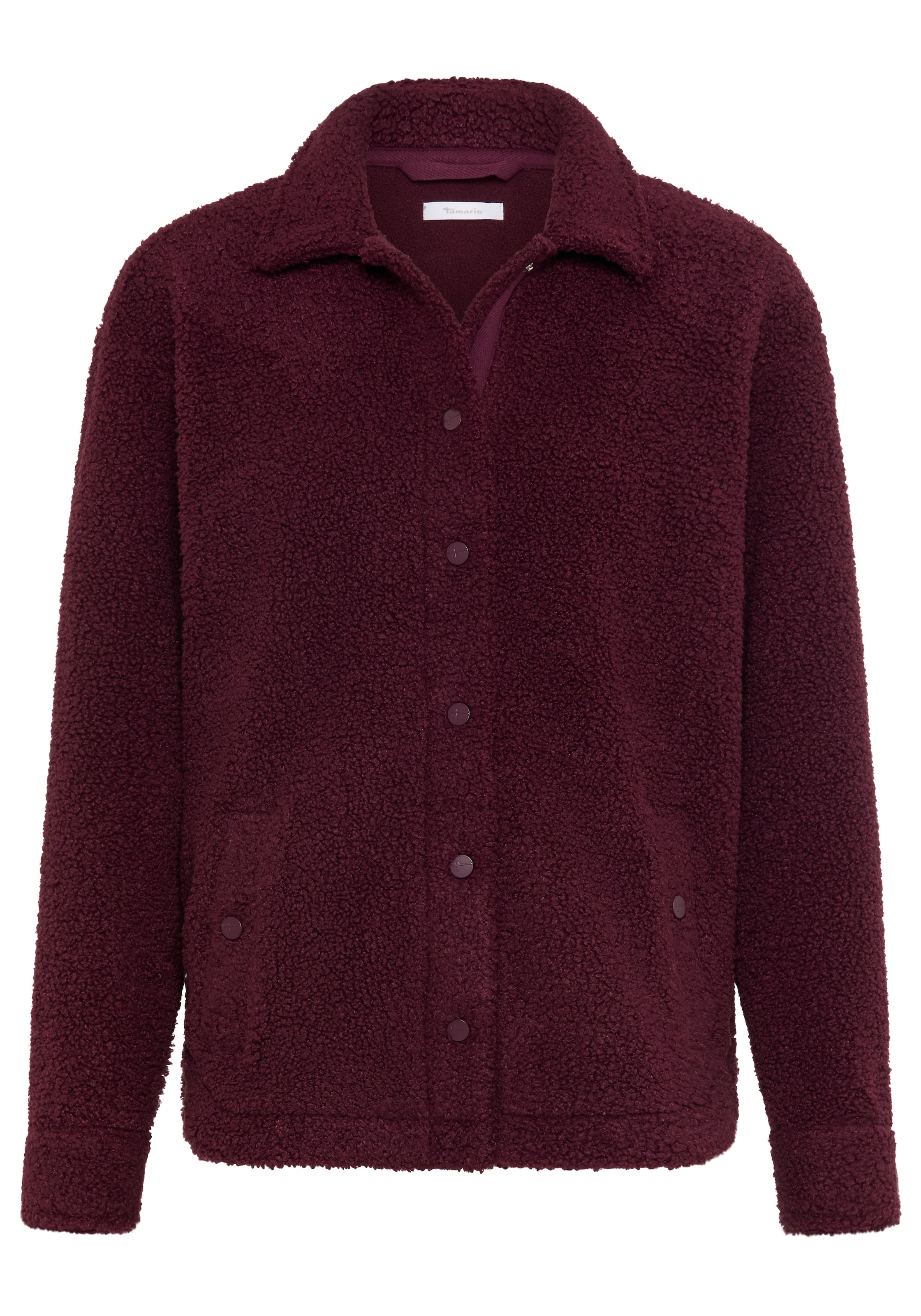 Tamaris Veste polaire veste en polaire Teddy avec col chemise et boutons-pression