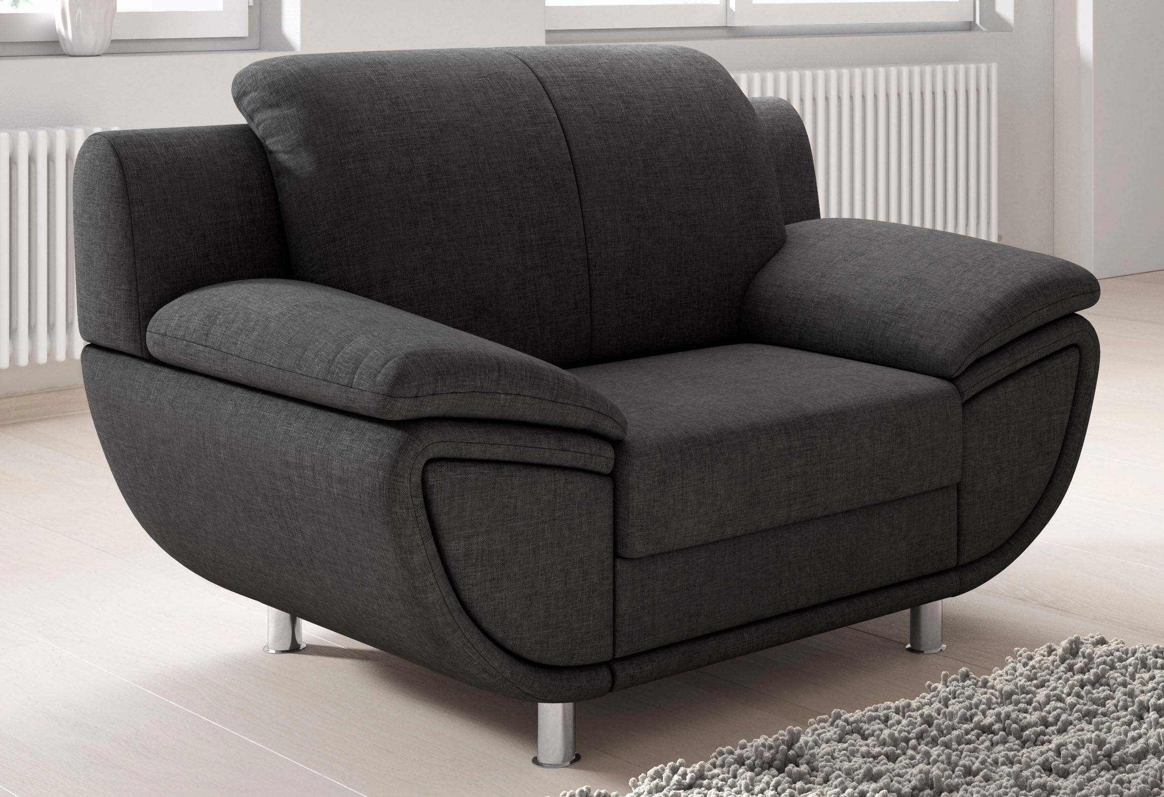 TRENDMANUFAKTUR Fauteuil »Rondo II, Loungesessel zeitlos und bequem« au choix avec ressorts confortables, avec accoudoirs extra larges