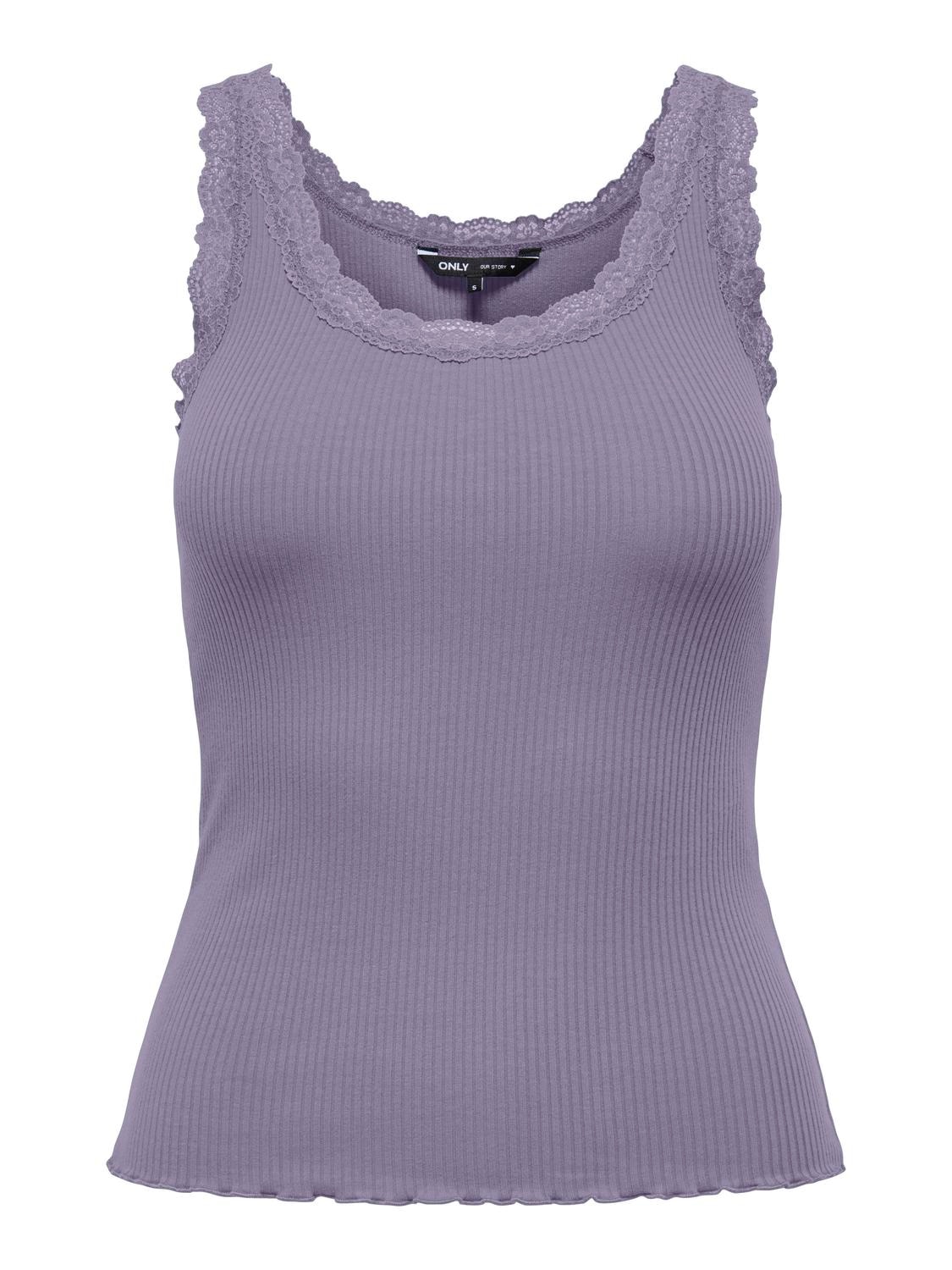 ONLY Débardeur »ONLSARA – Tanktop mit Spitzendetail am Ausschnitt« mélange coton, coupe régulière