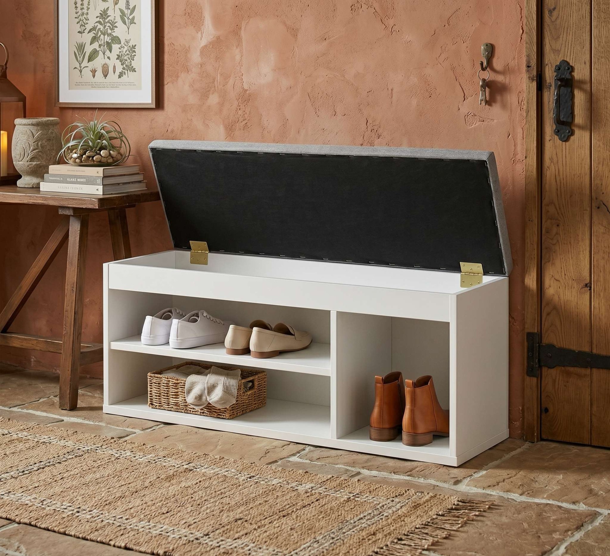 GOODproduct Schuhbank »Schuchschrank 100,  Schuhregal, Schuhtruhe, Schuhkommode, Sitzbank« Inkl. bequemem Sitzkissen mit Stauraum darunter