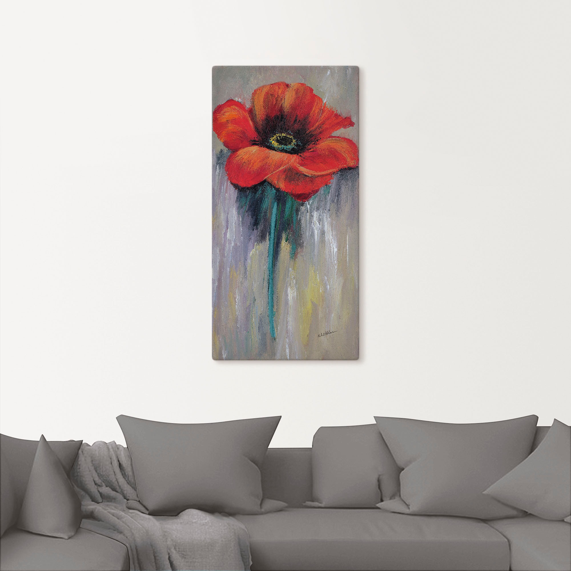 Artland Leinwandbild »Roter Mohn II« Blumen 1 Stk. tlg. auf Holzrahmen gespannt