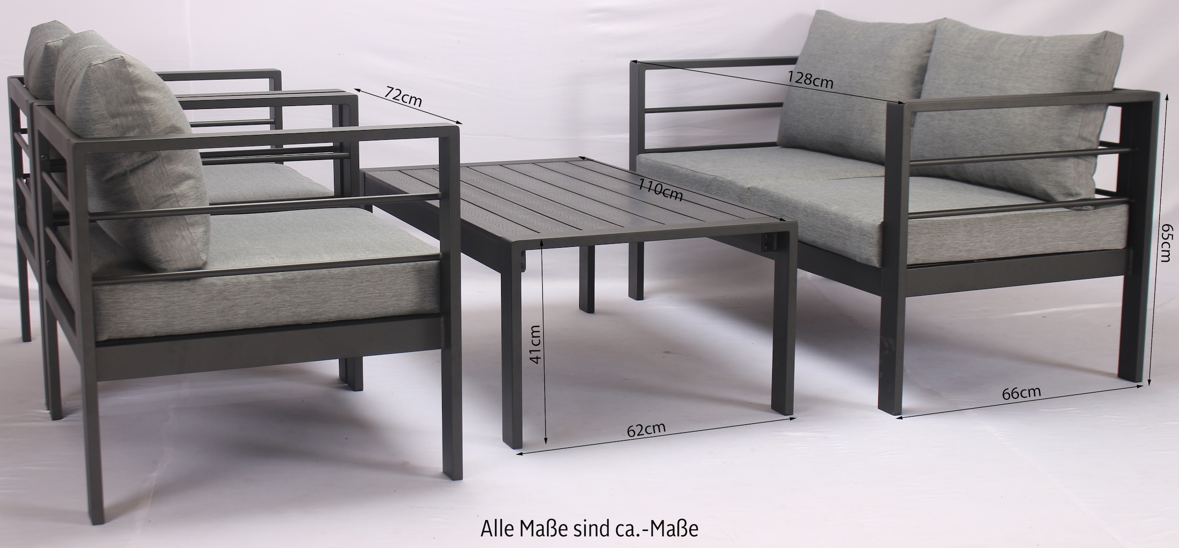 KONIFERA Gartenlounge-Set »»New Jersey«« Set, 1x2er Sofa, 2 Sessel, Tisch 62x110x41 cm, inkl. Auflagen, 12 Stk. tlg. Tischplatte aus Nonwood
