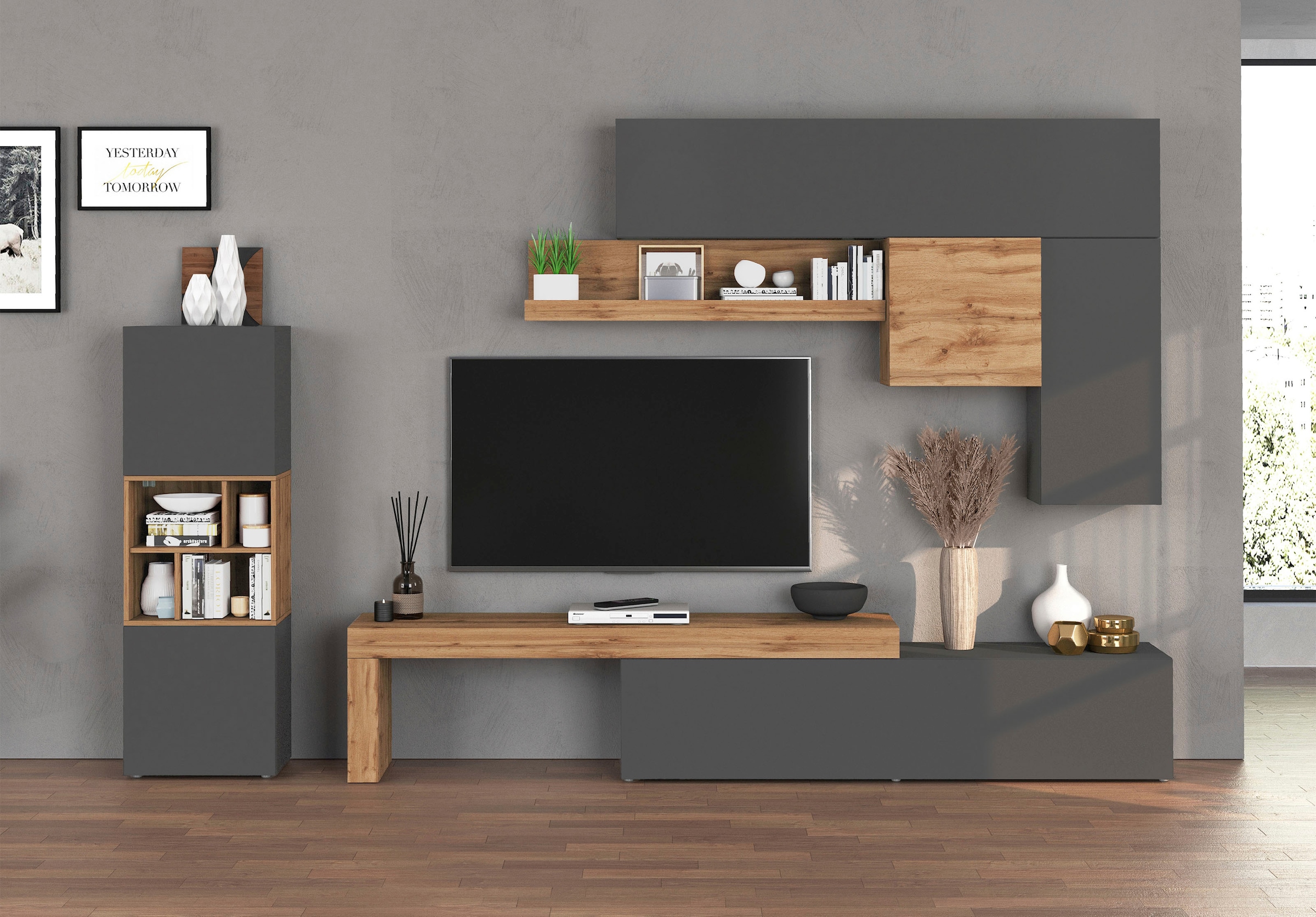 GOODproduct Meuble mural »Chronos Wohnwand, Medienwand, 8-er set« Set, 8 cuis tlg.