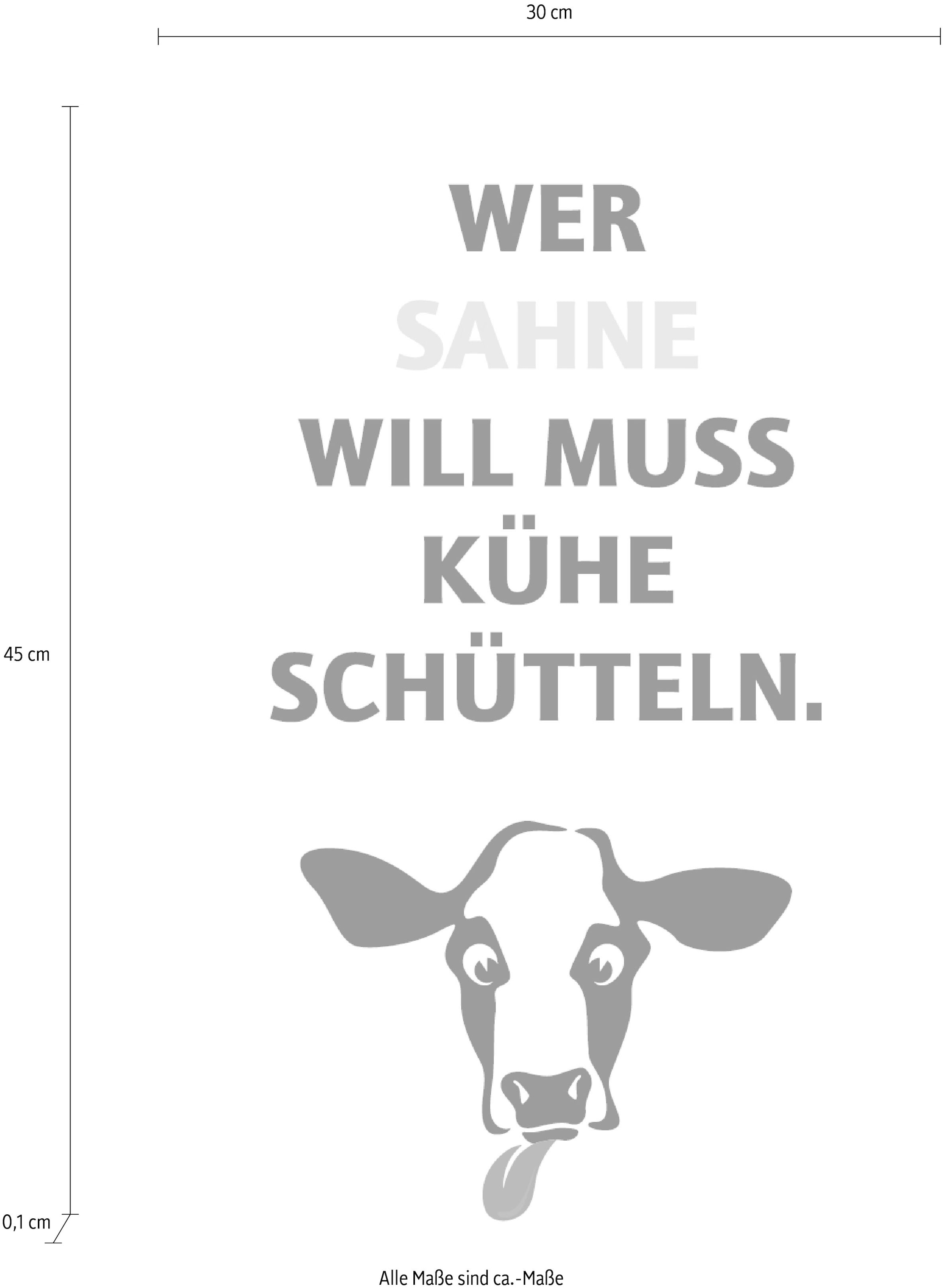 queence Wanddekoobjekt »Sahne« Stahlschild, Blechschild, Spruch, Witzig, Wanddeko, retro, 20x30cm