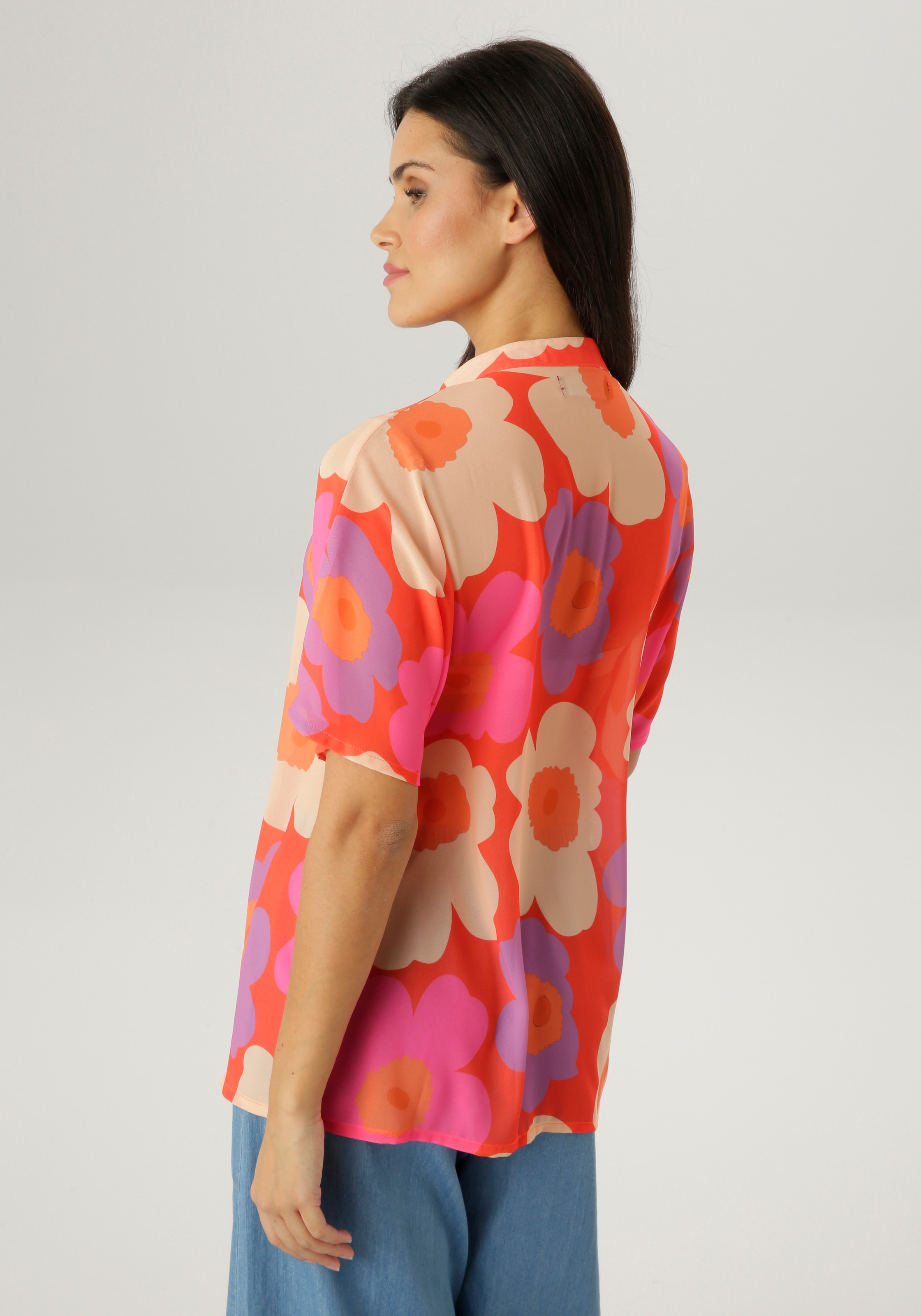 Aniston SELECTED Blouse en mousseline kleiner Stehkragen und längs verlaufende Volants - NEUE KOLLEKTION