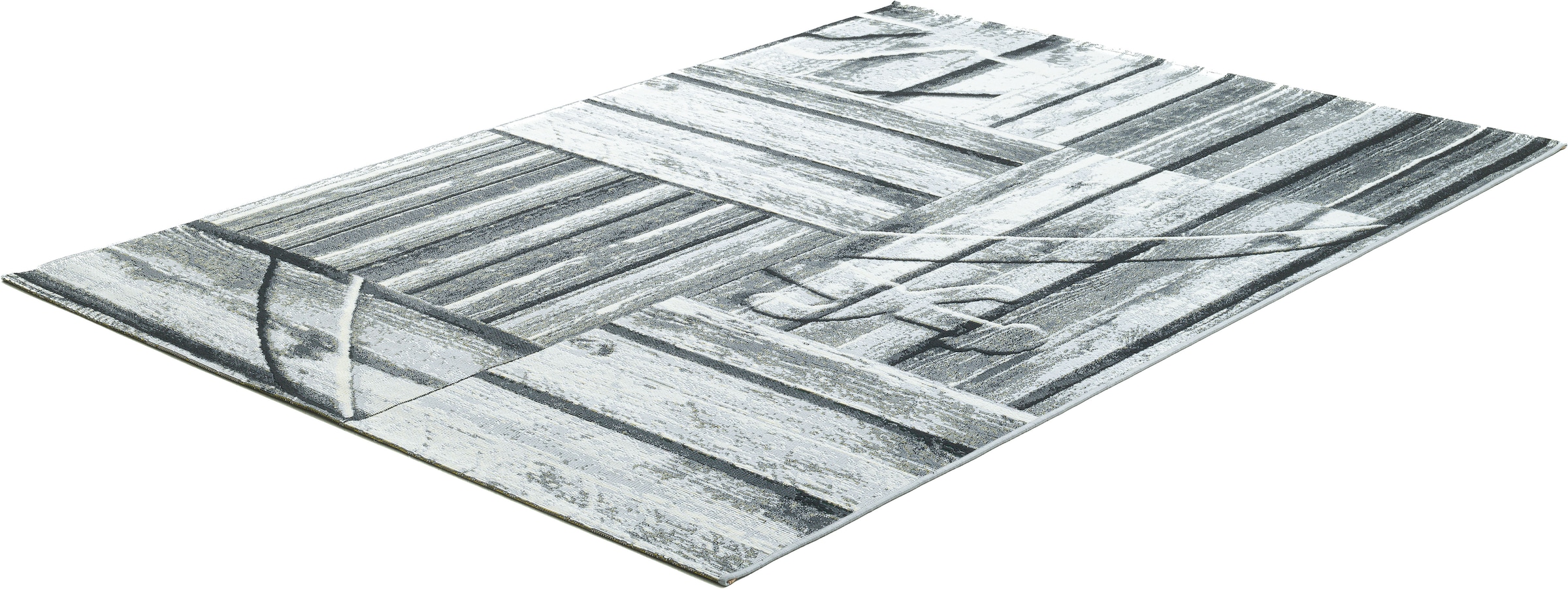 Sansibar Tapis »Rantum Beach SA-023« Rectangulaire 5 mm Höhe Flachgewebe, modernes Design, Motiv Holzdielen, In- & Outdoor geeignet