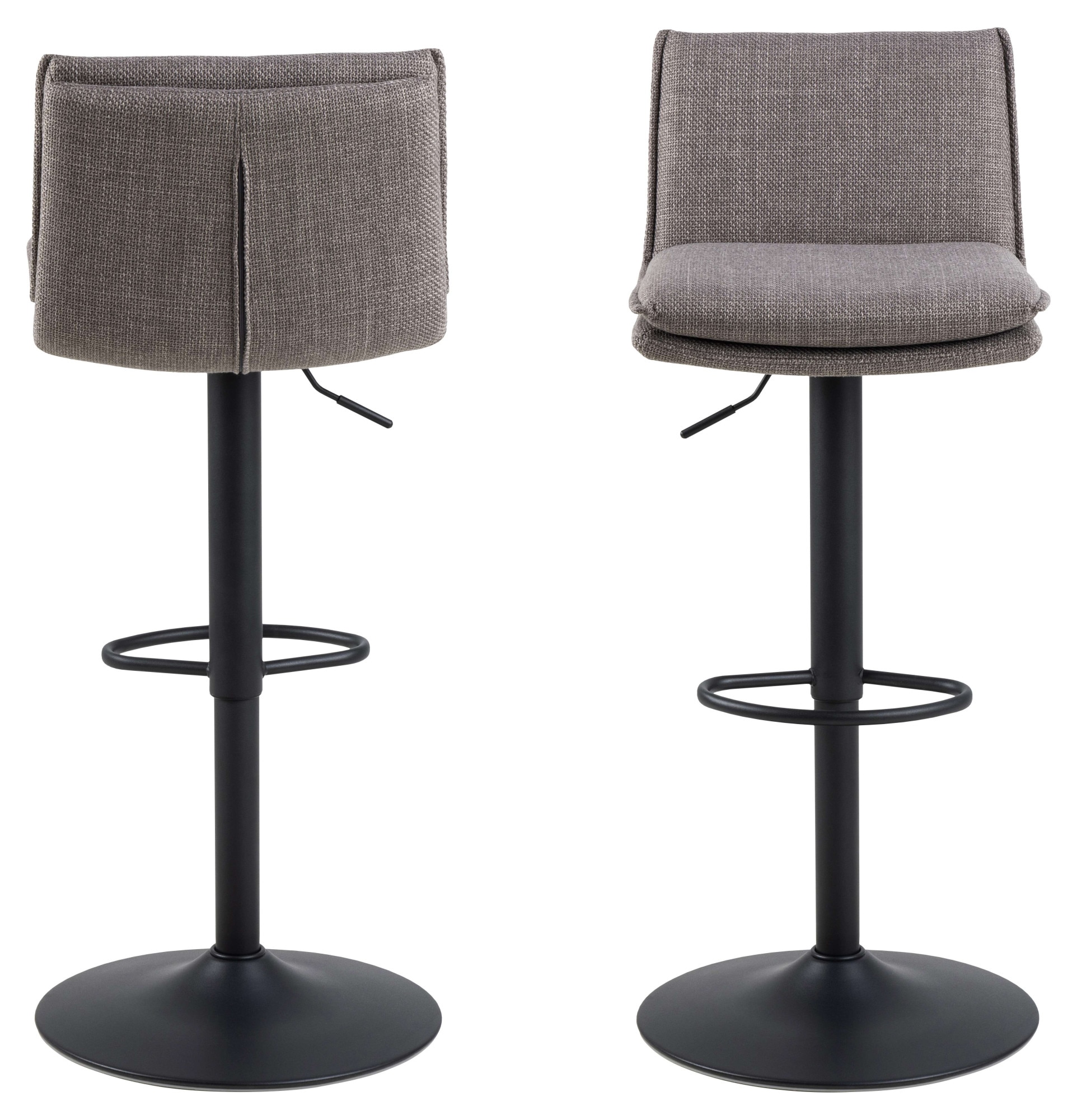 ACTONA GROUP Tabouret de bar »Flynn Barstuhl, Höhenverstellbar,« rembourré, pied trompette noir, vérin à gaz, pivotant, lot de 2