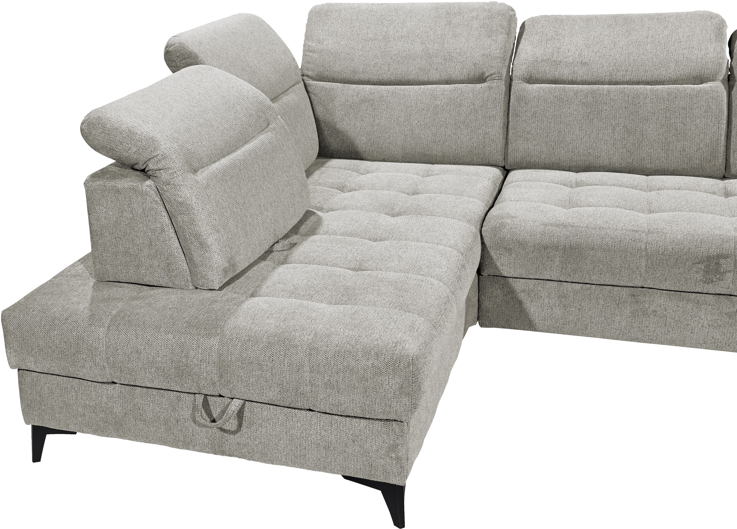 ED EXCITING DESIGN Canapé d'angle »Rockdale L-Form mit Bettfunktion, Bettkasten« Kopfteilverstellung, Sitztiefenverstellung & USB-Port