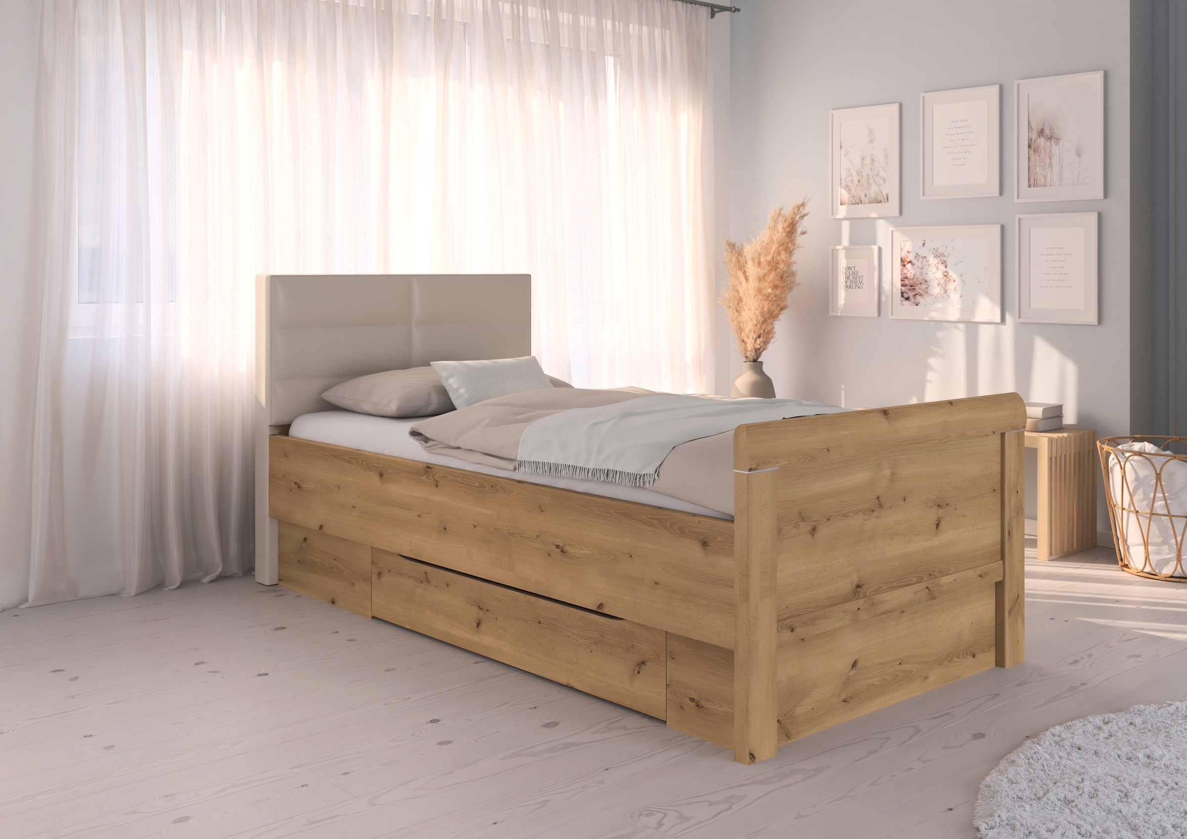 rauch Lit de rangement »Bett Einzelbett Stollenbett Bettkästen EVELYN« à hauteur confortable avec tête de lit rembourrée et tiroirs MADE IN GERMANY