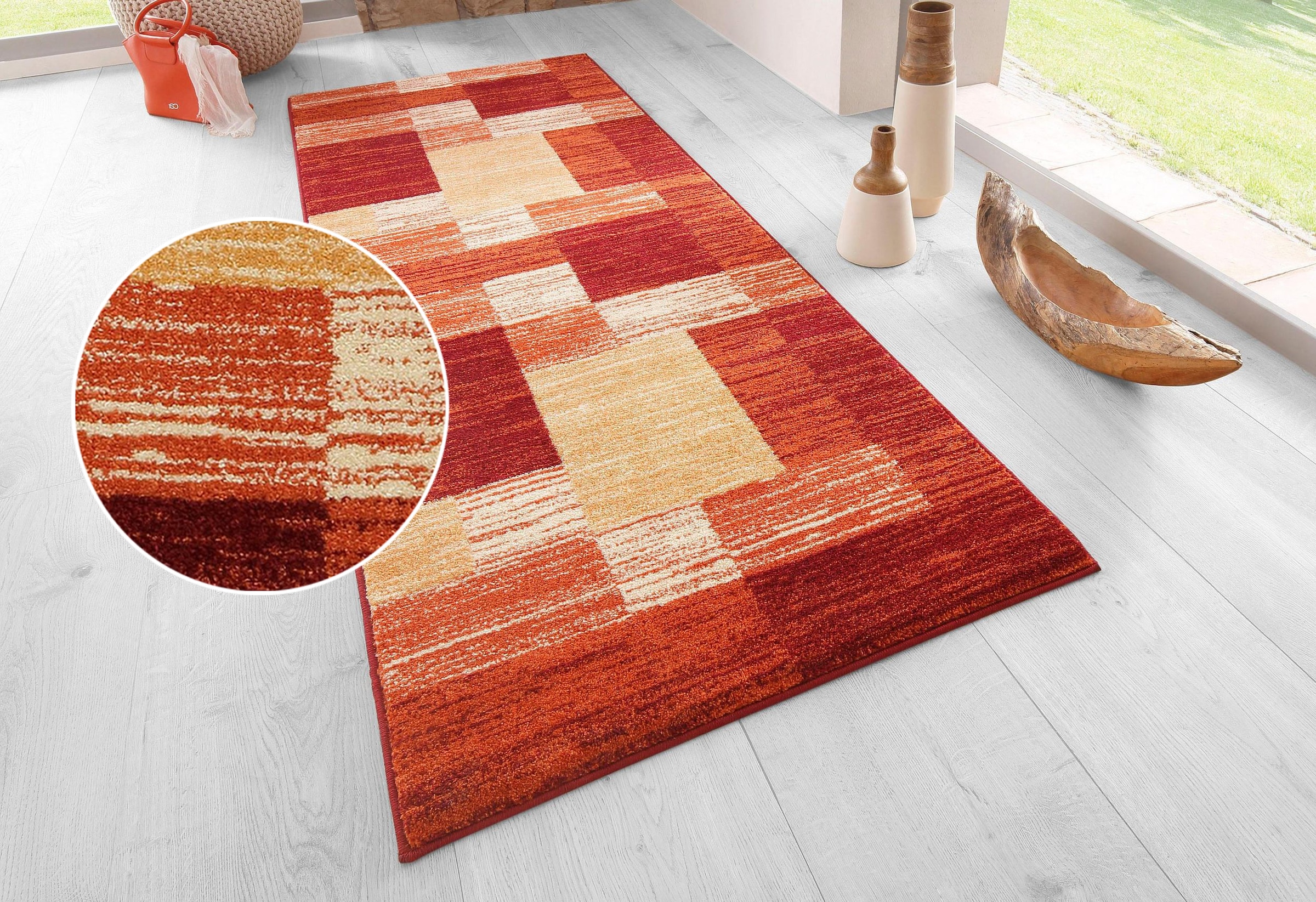 GOODproduct Läufer »Melvin« rechteckig 8 mm Höhe schön weich, Kurzflor Teppichläufer, Brücke, Karo-Muster