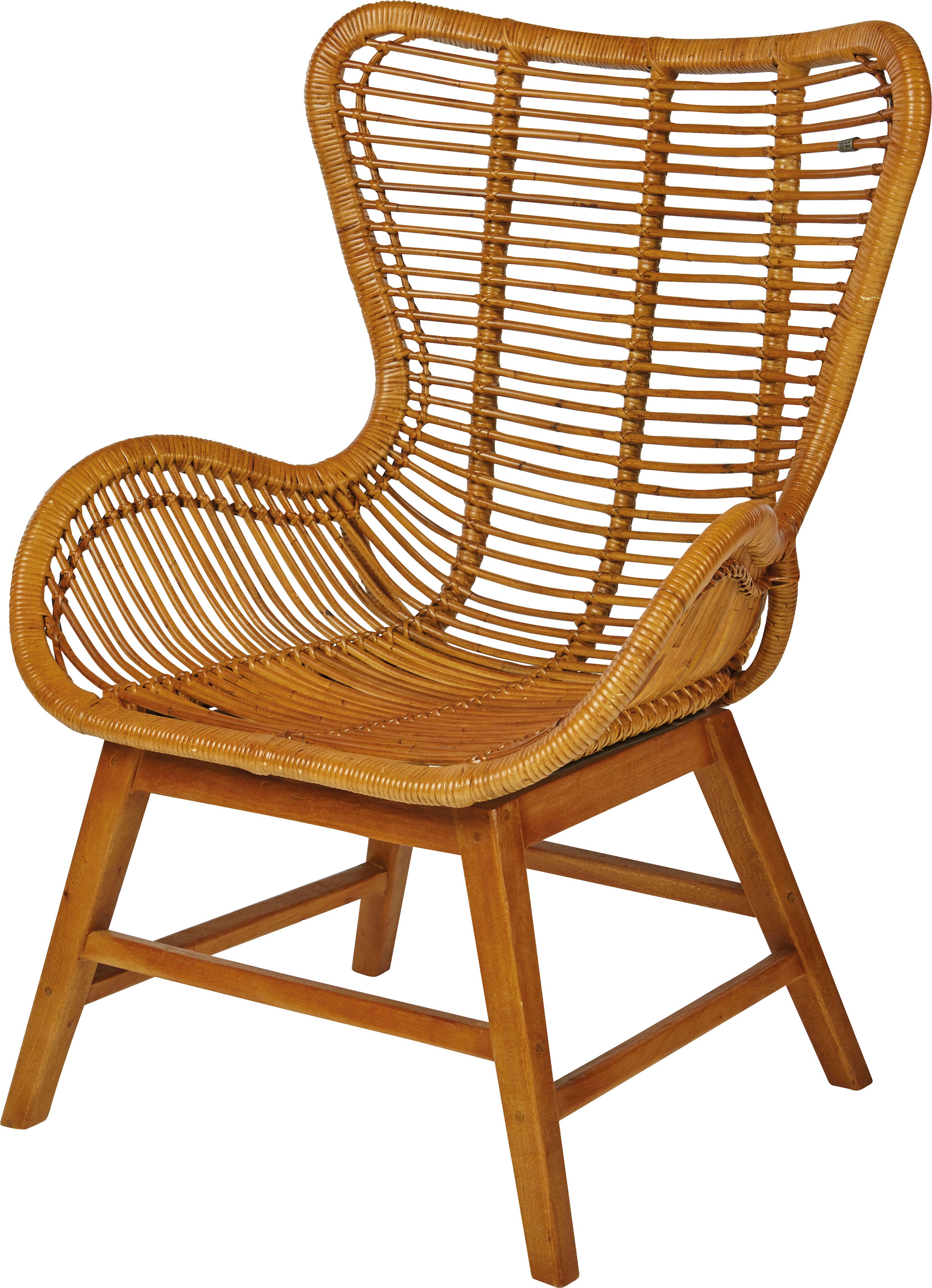 SIT Fauteuil »T-RATTAN ARMCHAIR« Rattanarmlehnstuhl mit Teakholzgestell und organischer Form