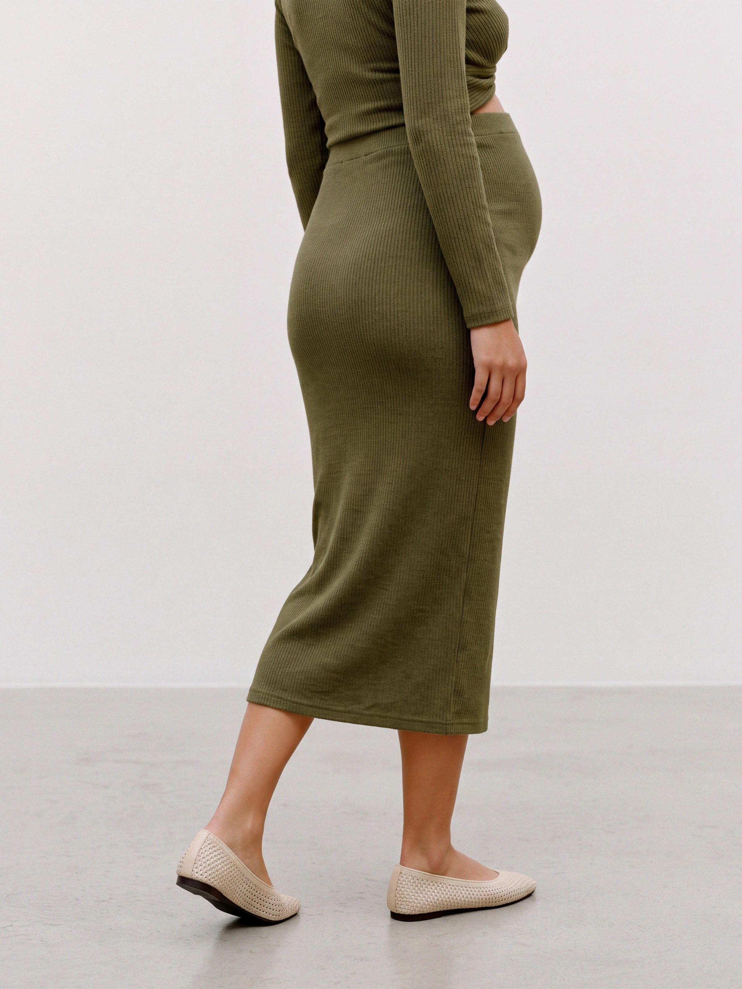 Mamalicious Jupe midi »MLMELONI JRS MIDI SKIRT HW NOOS« mélange de matériaux, taille haute