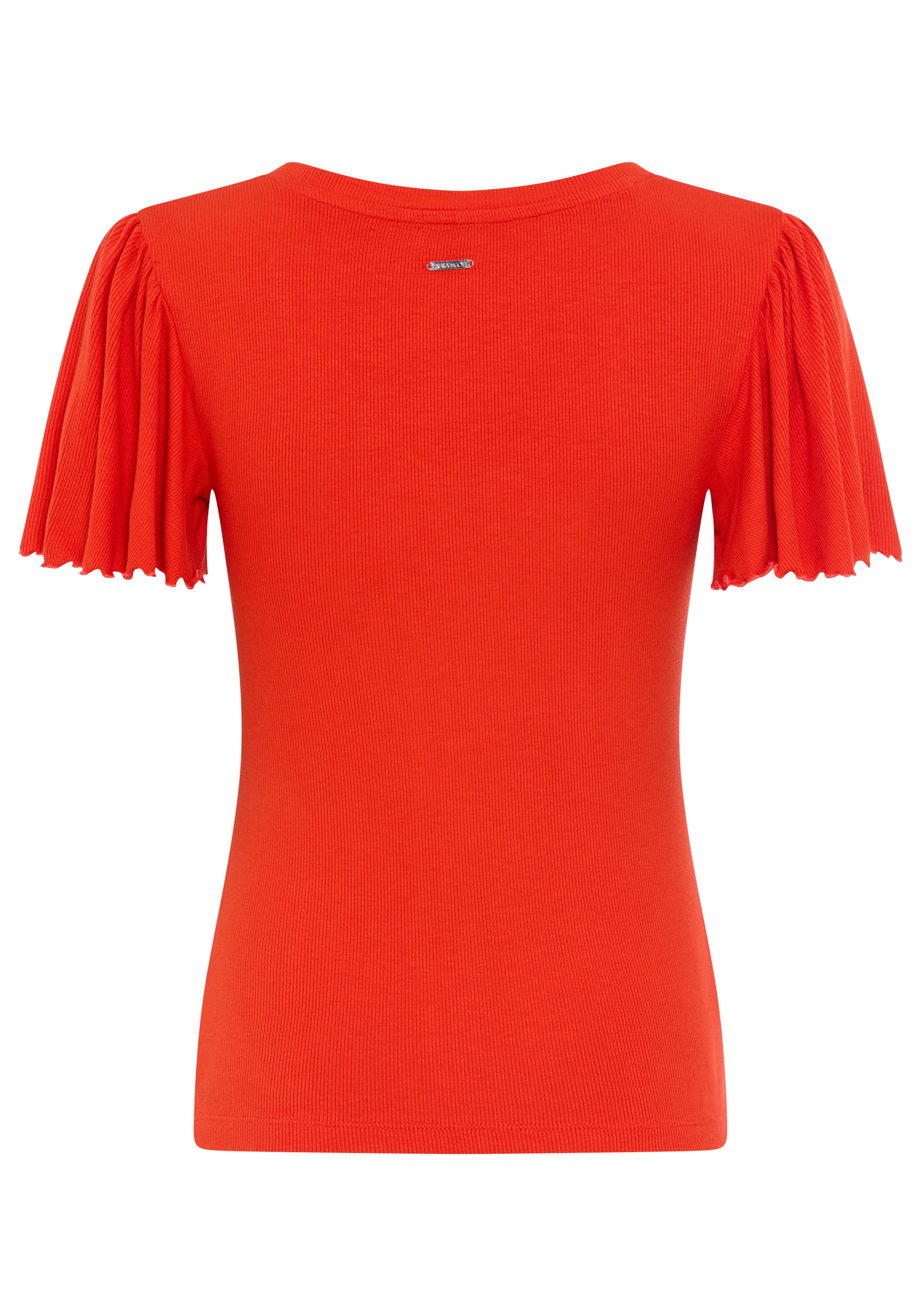 Laura Scott T-shirt en V mit Flügelärmeln, sehr figurbetonte Passform, Rippstruktur