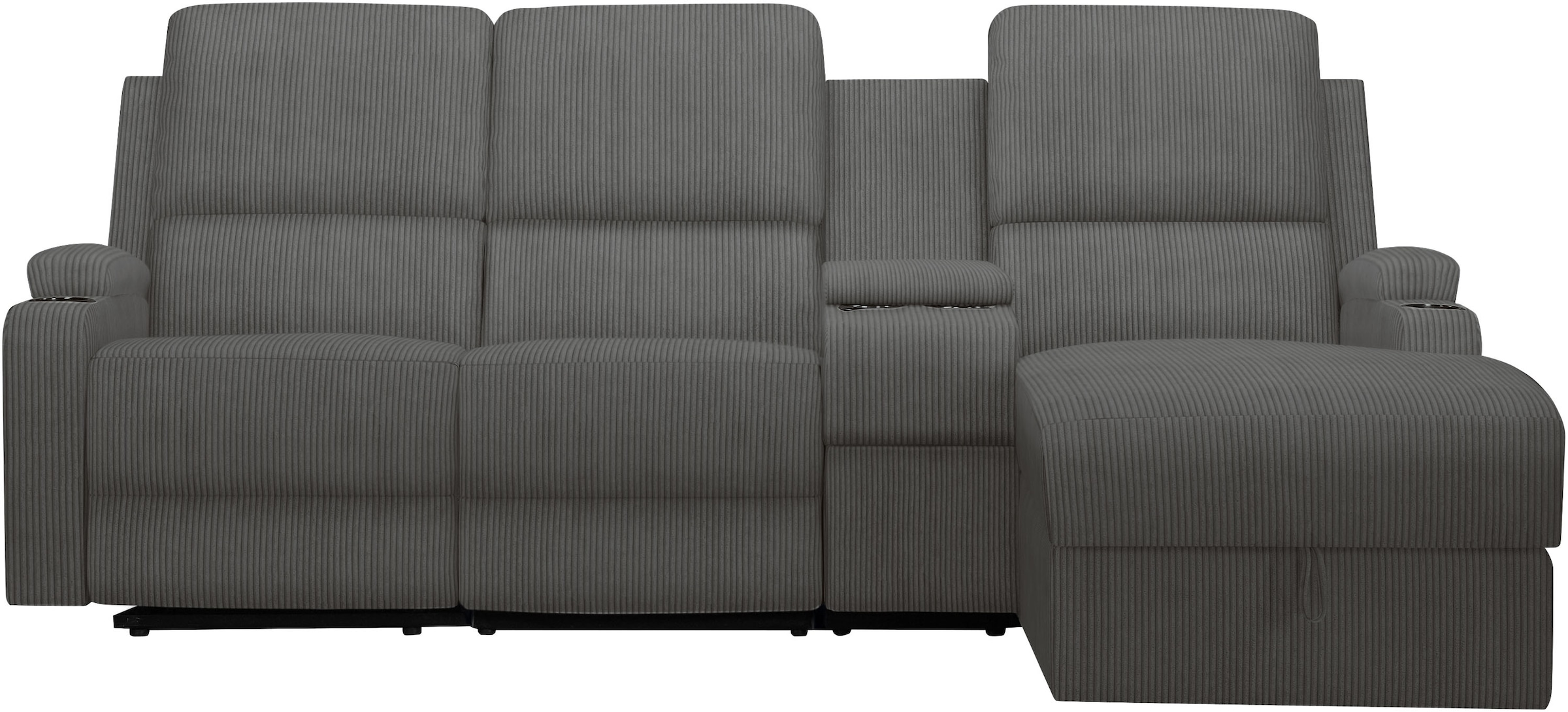GOODproduct Ecksofa »NAPORI Multimediasofa, 3er Kinosessel XXL, L-Form, Cord« Kinosofa mit Relaxfunktion, Getränkehalter, Staufach und Staukasten