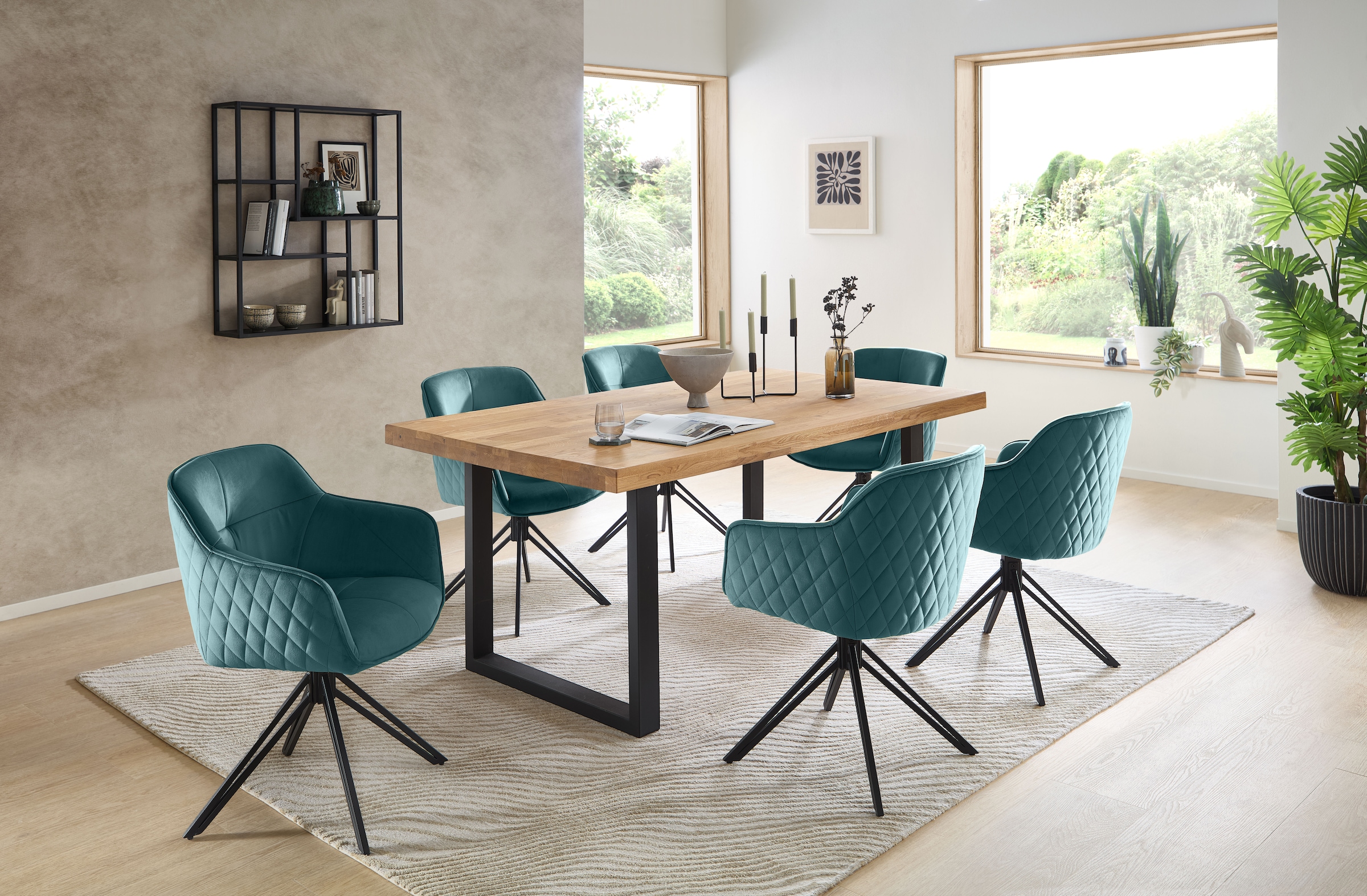 Stolkom Esstisch »Chris Esszimmertisch Eiche Massivholz, BxHxT 110x47x70 cm« Gerade Kante, Industrial Style Eiche Massivholz