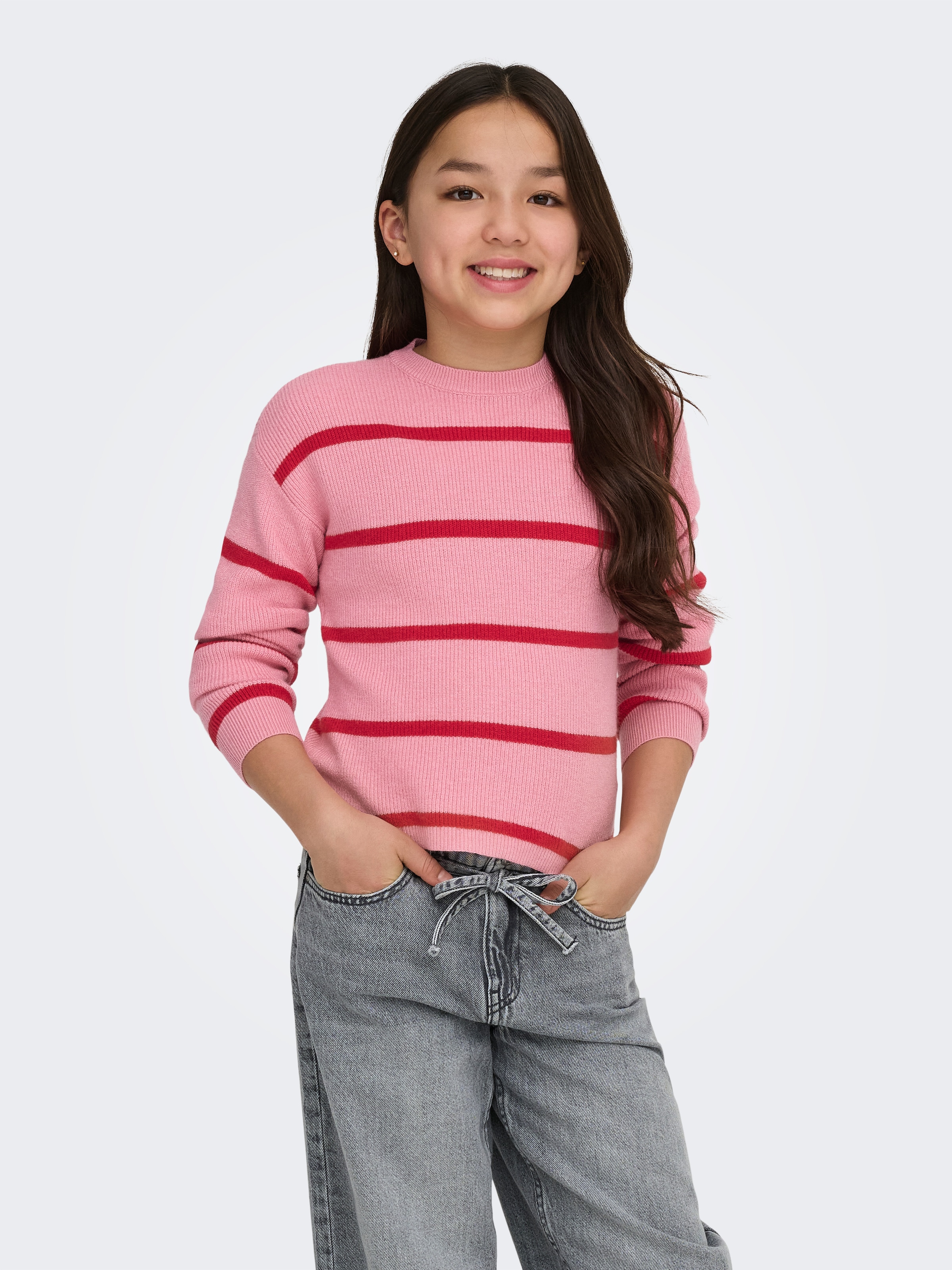 KIDS ONLY Strickpullover »KOGFRANCA SHORT L/S STRIPE KNT NOOS« Viskosemischung, loose fit