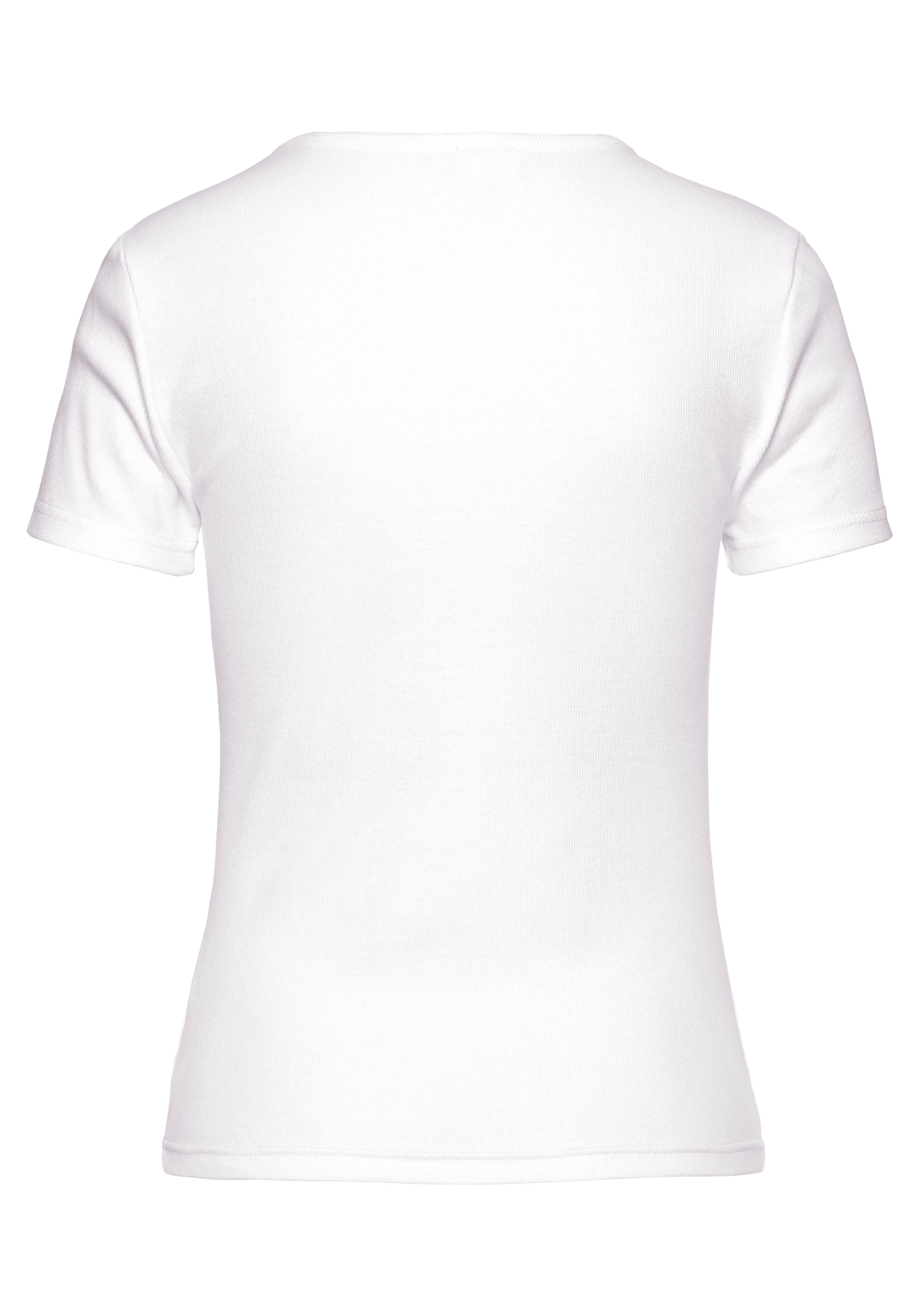 Buffalo T-shirt à manches courtes aus feiner Rippware, Cut-Out-Detail, T-Shirt aus Baumwolle, Basic