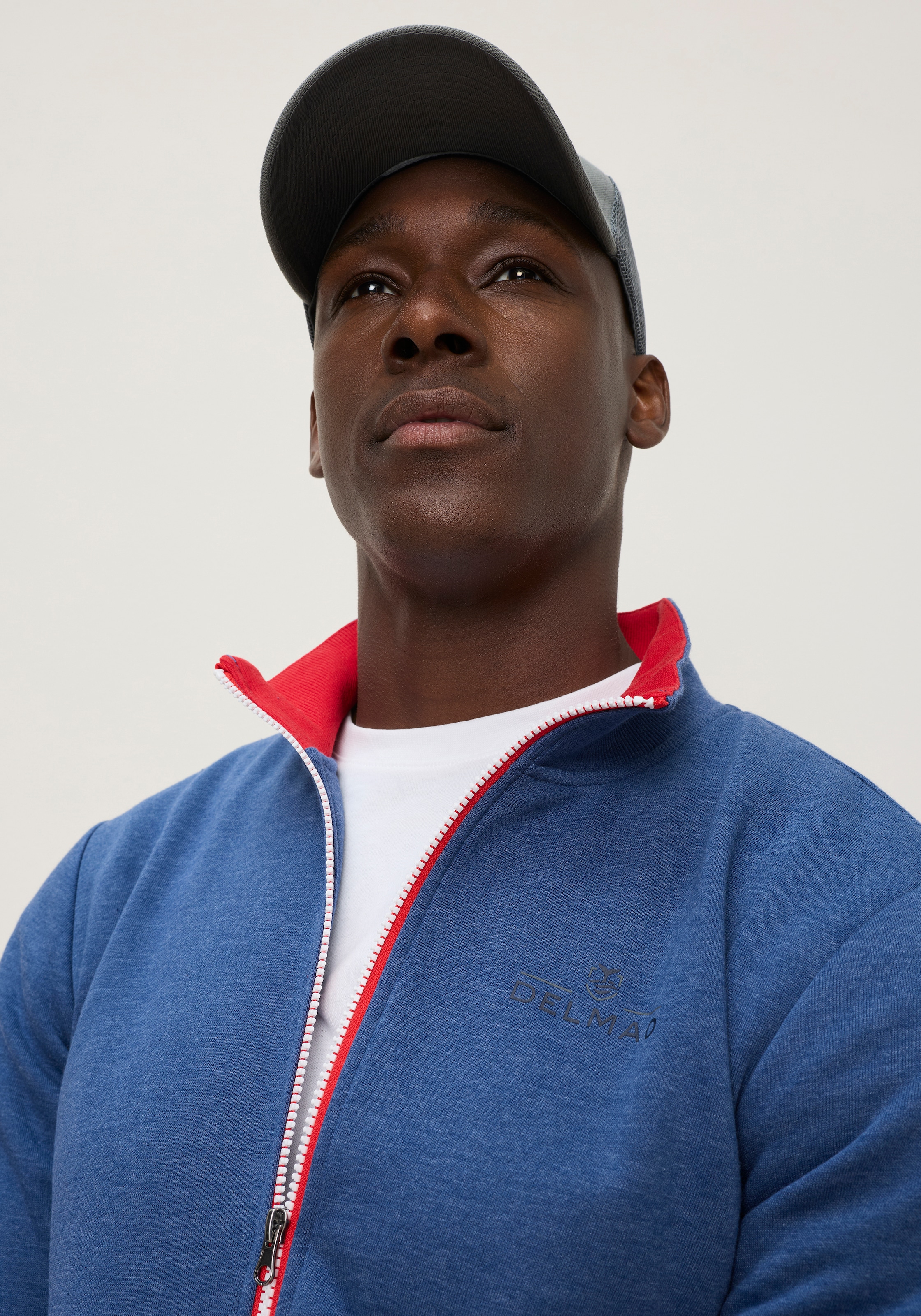 DELMAO Veste sweat avec fermeture éclair, col montant, manches longues