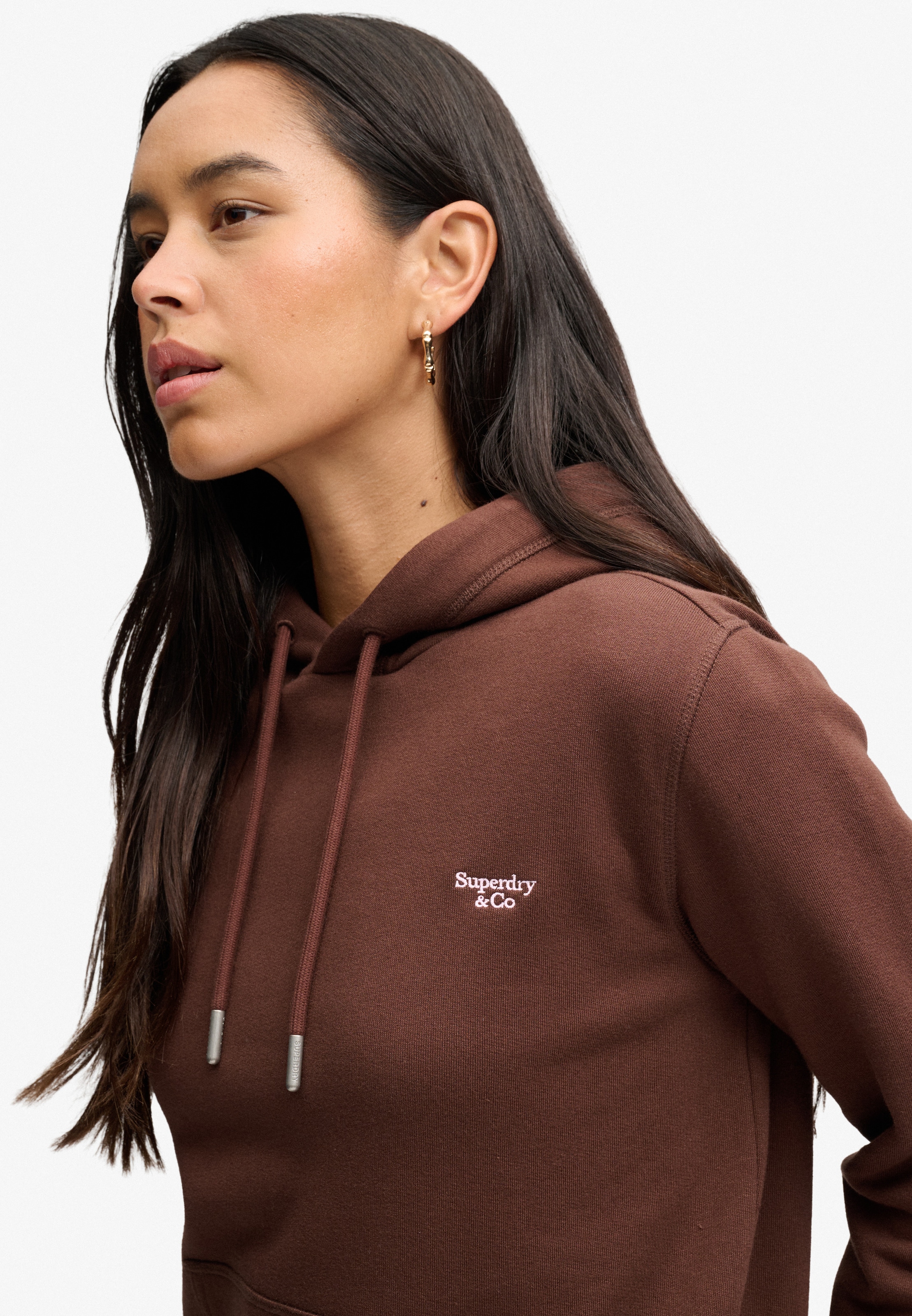 Superdry Sweat à capuche »SIGNATURE EMB HOOD«, mélange coton, coupe décontractée
