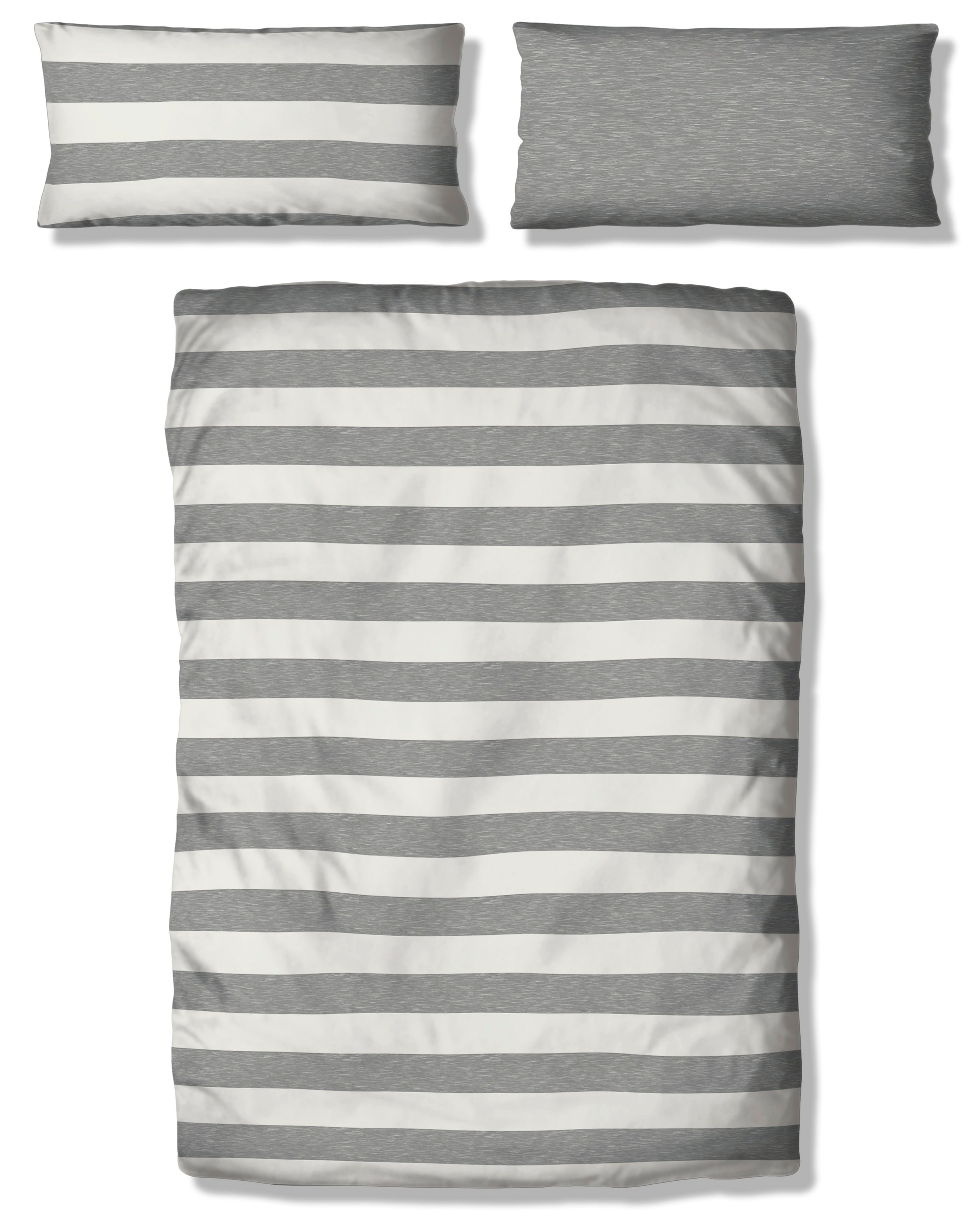 GOODproduct Linge de lit réversible »Big Stripe« 2 cuis tlg. 100% Bio-Baumwolle GOTS zertifiziert, Streifen-Design in Melange-Optik