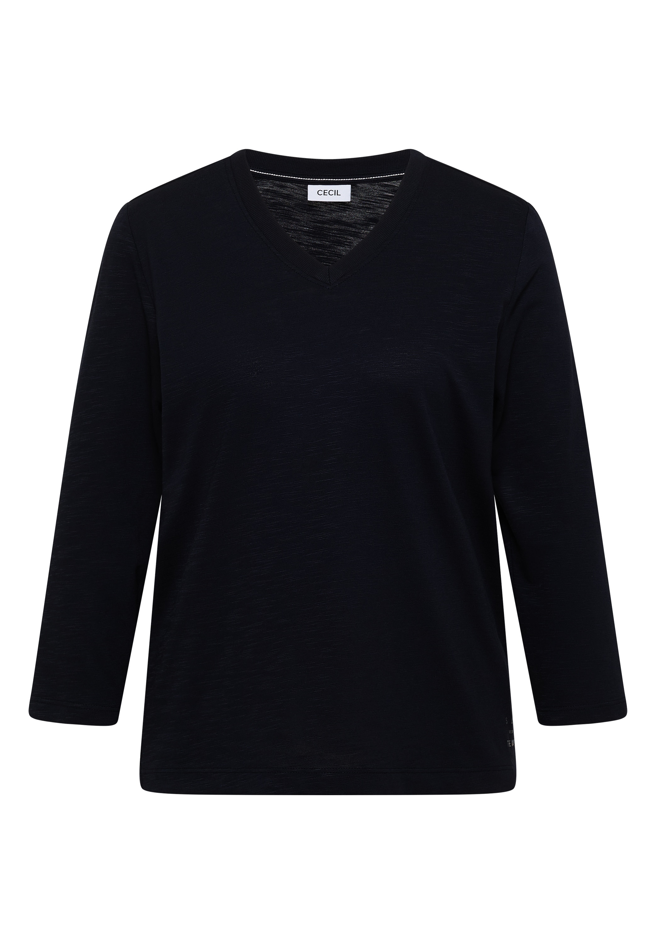 Cecil T-shirt en V t-shirt manches 3/4 uni avec col en V