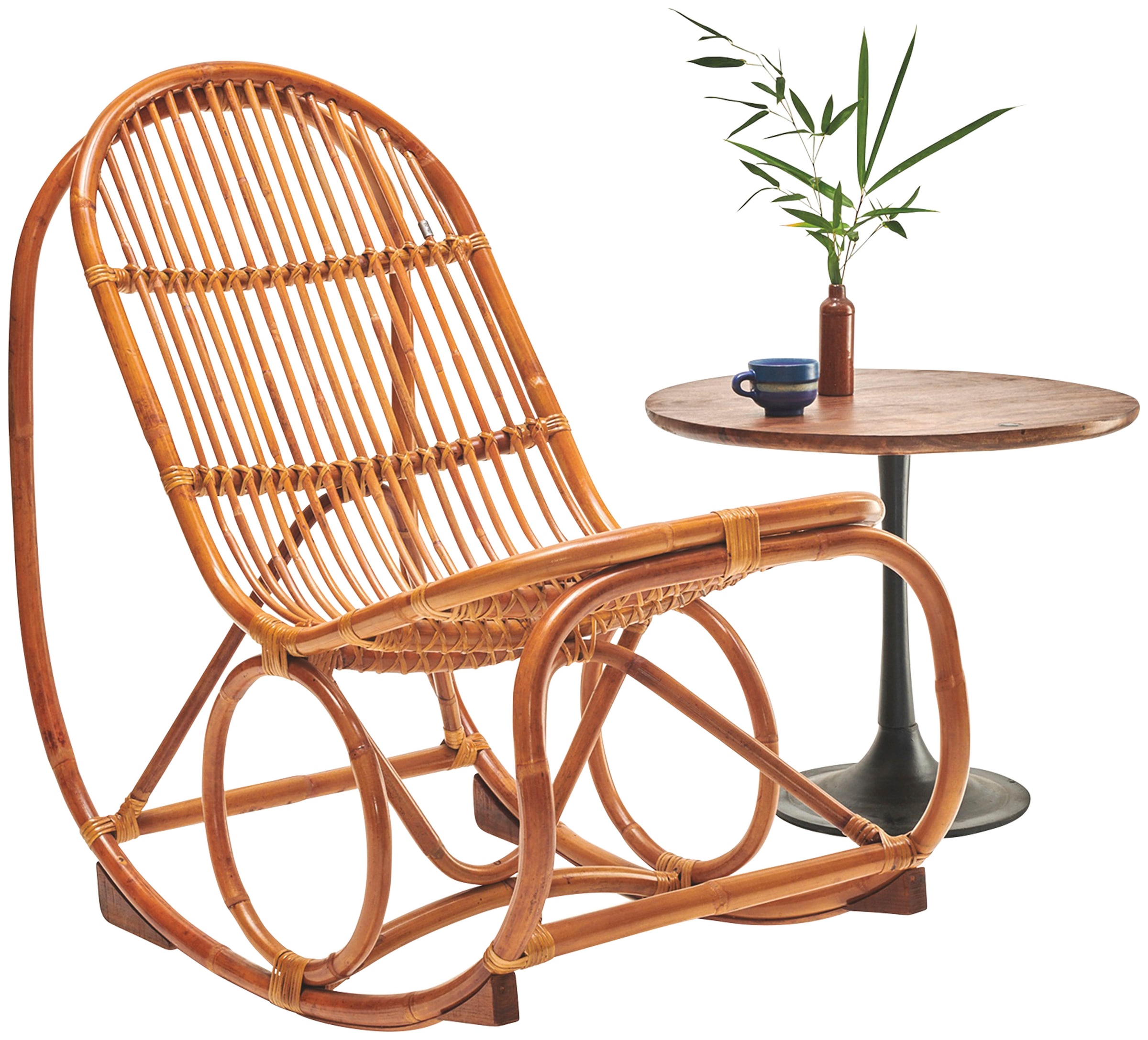 SIT Chaise à bascule »Kampala aus naturbelassenem Rattan mit Metallmanschette« () Fauteuil à bascule en rotin au look naturel