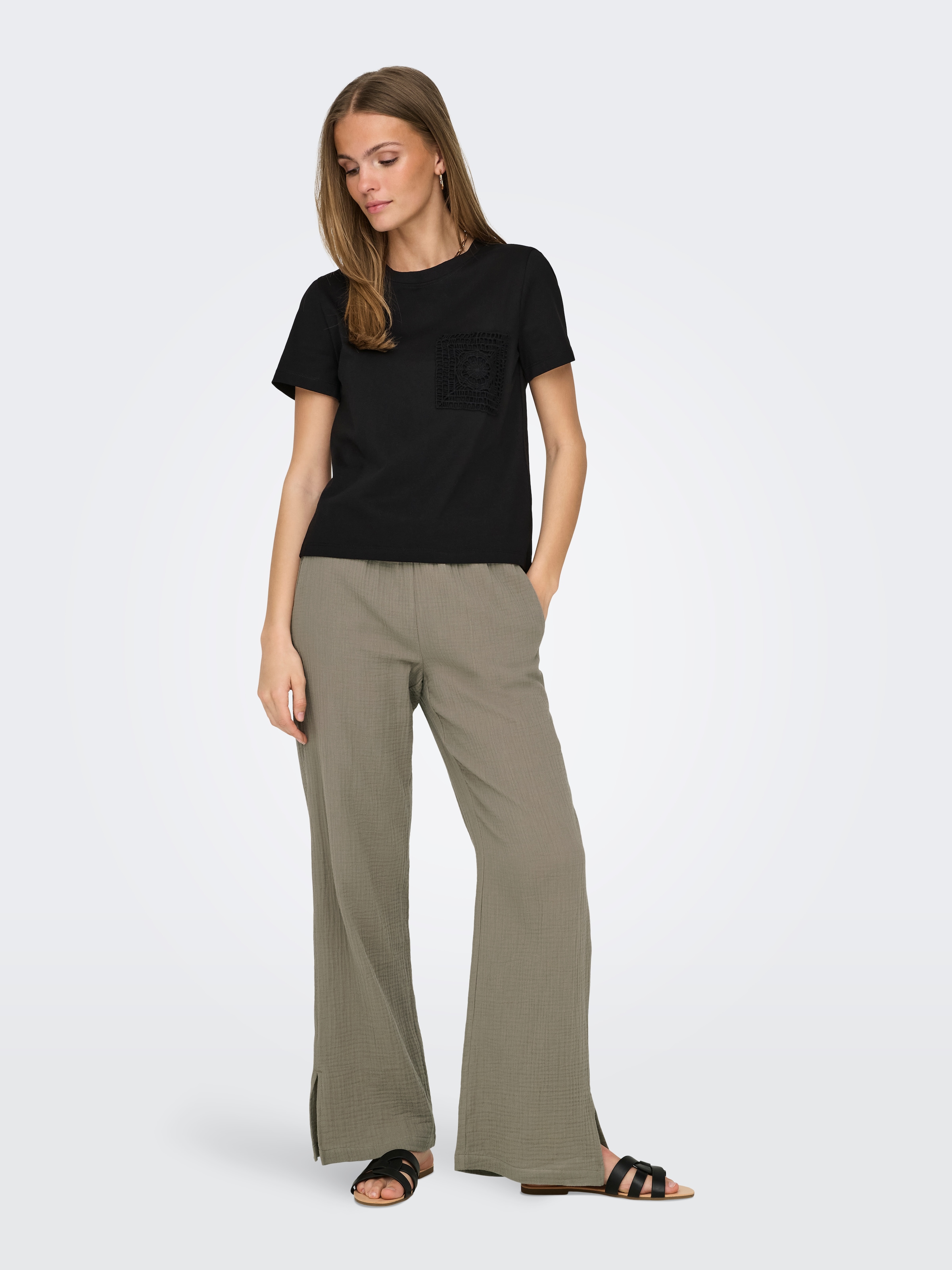 JDY Kurzarmshirt »JDYSELMA S/S CROCHET POCKET TOP JRS NOOS«