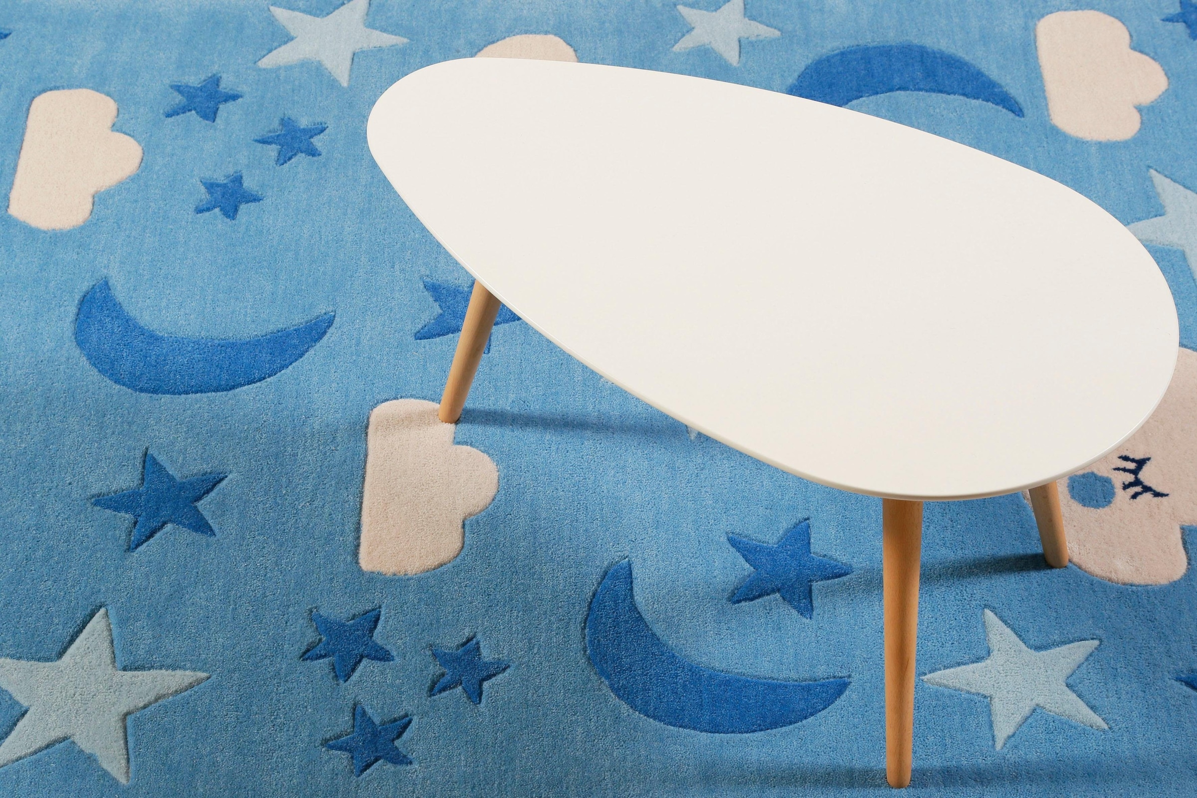 SMART KIDS Kinderteppich »LaLeLu« rechteckig 9 mm Höhe Mond Sterne Wolken, Konturenschnitt