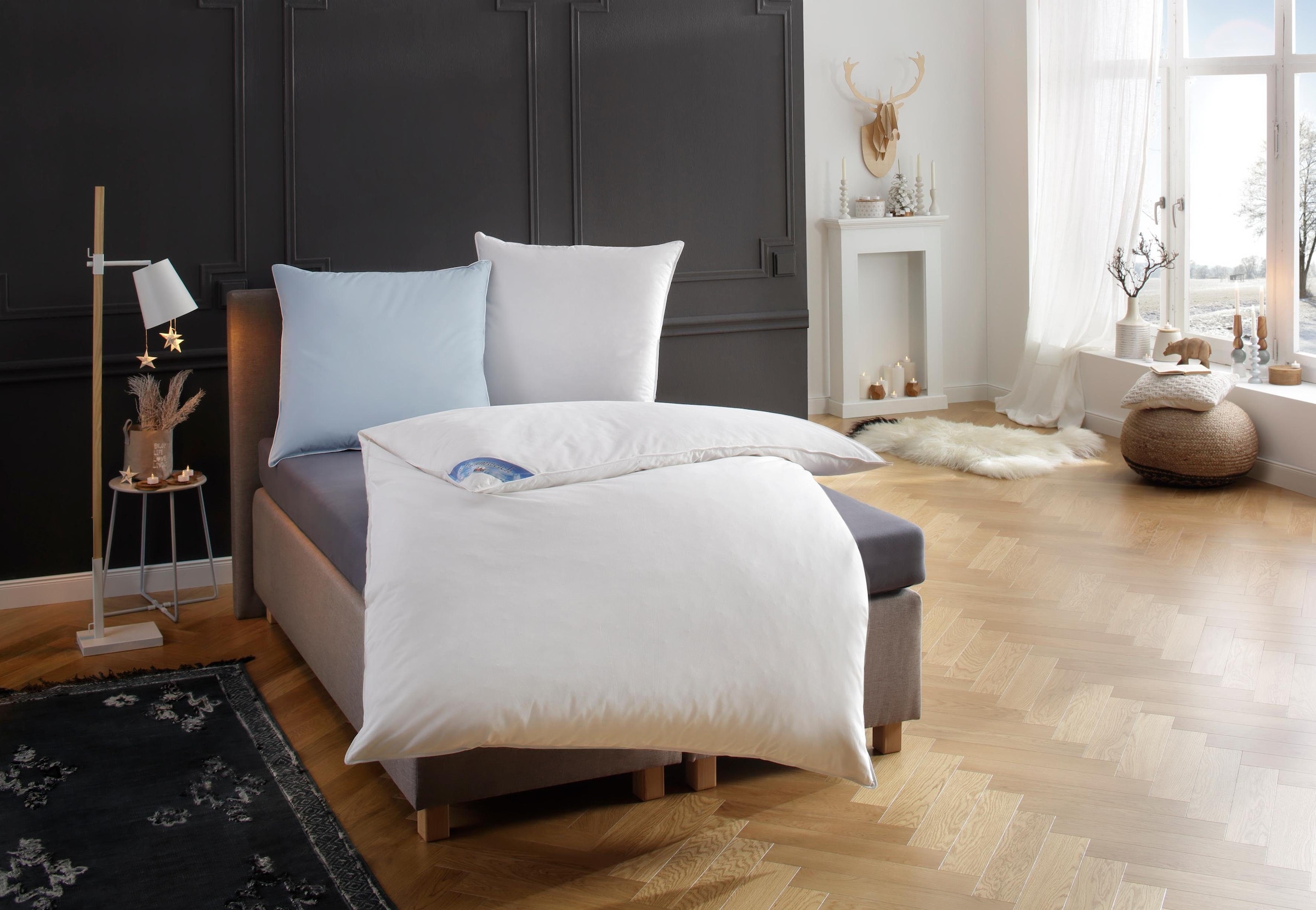 RIBECO Oreiller en plumes »Leon« Füllung: 90 % plumes, 10 % duvet 1 cuis tlg. fabriqué en Allemagne