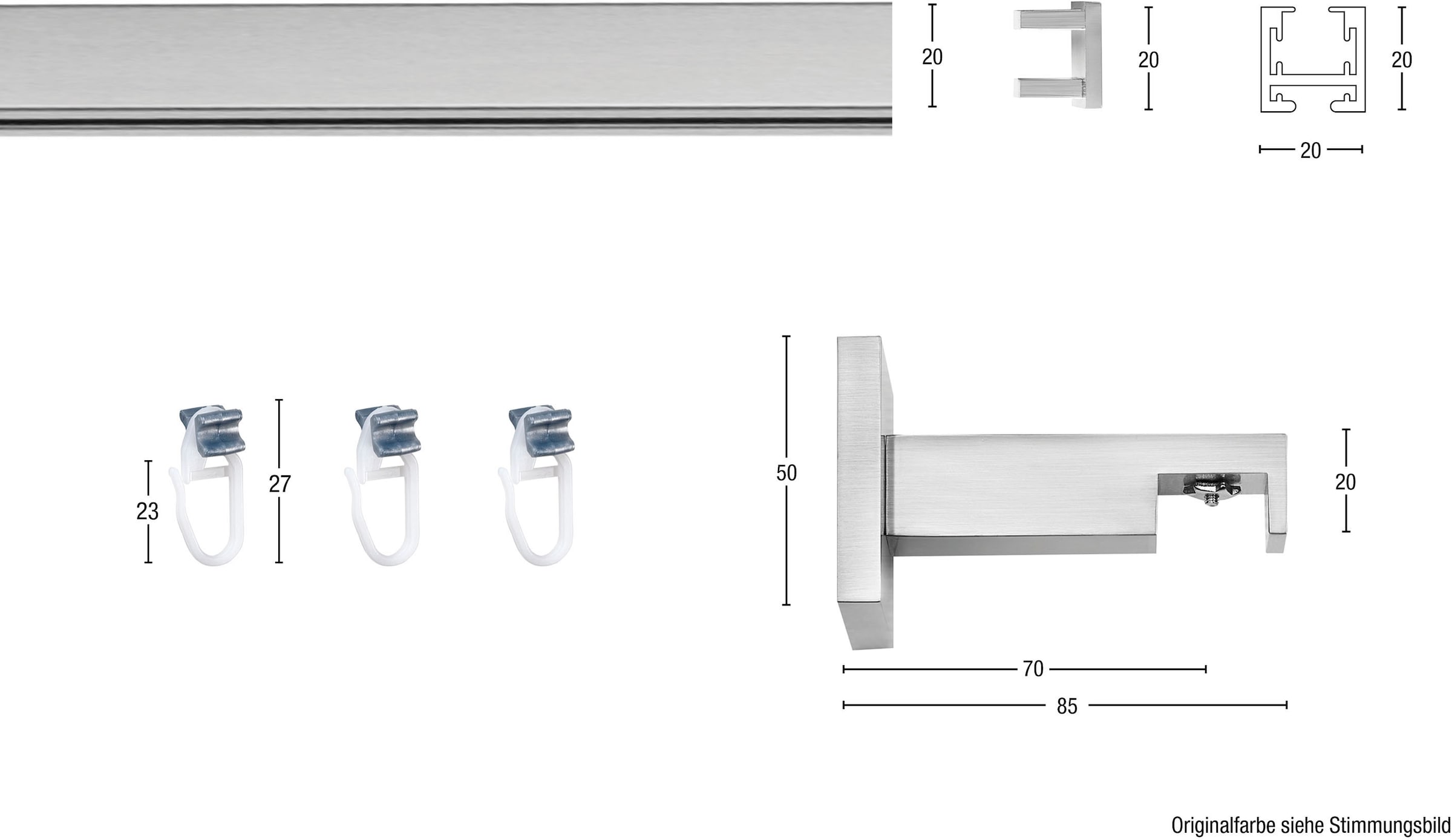 GARESA Tringle à rideaux »Nora« 1 läufig-läufig Wunschmasslänge Vorhanggarnitur, einfache Montage an die Wand, verlängerbar, Kappe