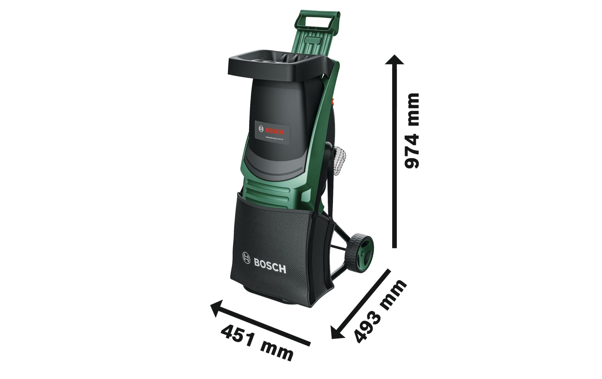 BOSCH Broyeurs de végétaux »UniversalShredder 2x18V-25« kraftvolle 36V-Leistung durch 2x 18V-Akku