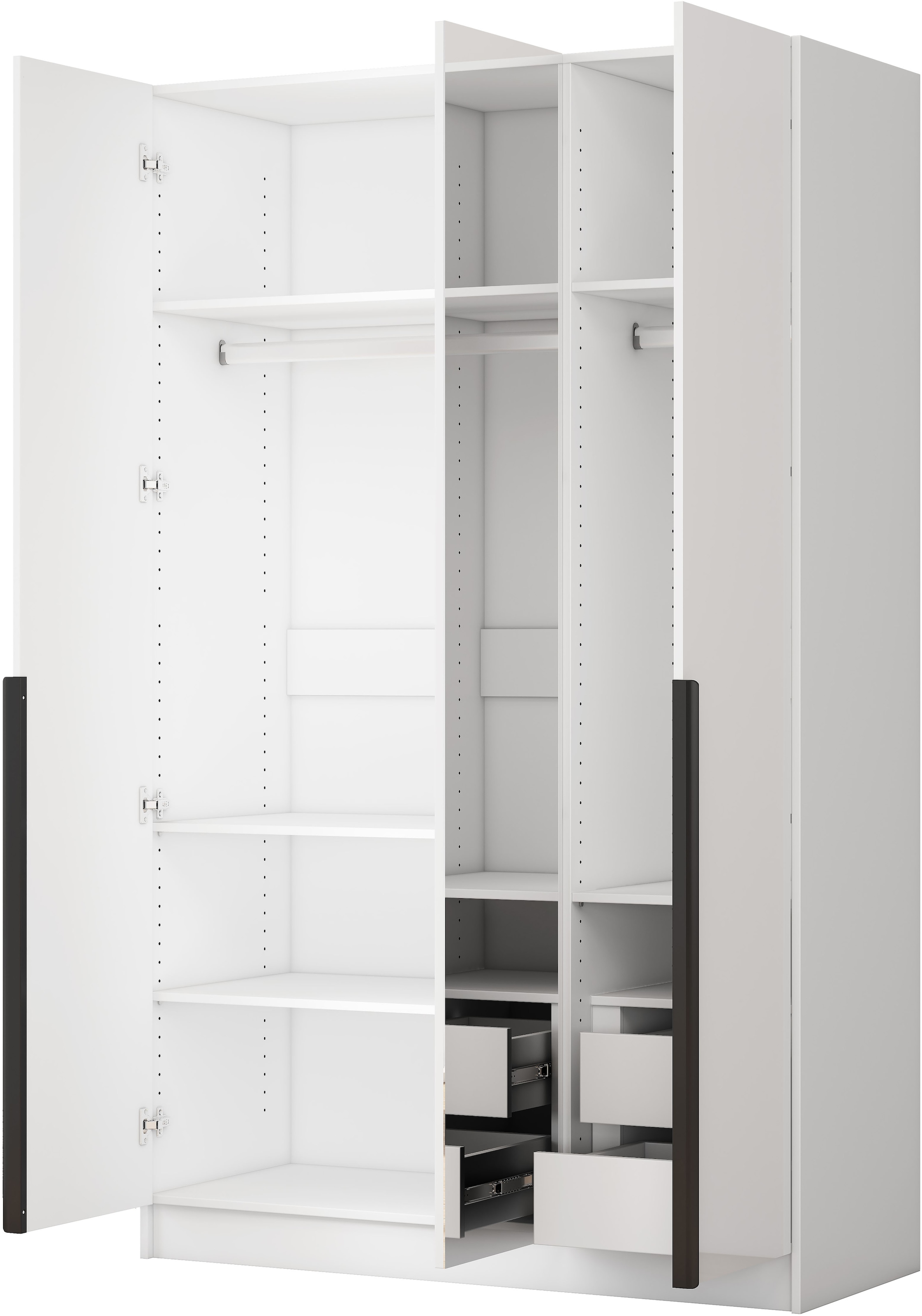 GOODproduct Kleiderschrank »Annor Schlafzimmerschrank Breite 122cm hochglanz Schrank Garderobe« Drehtürenschrank mit perfekter Innenausstattung - elegante Türgriffe