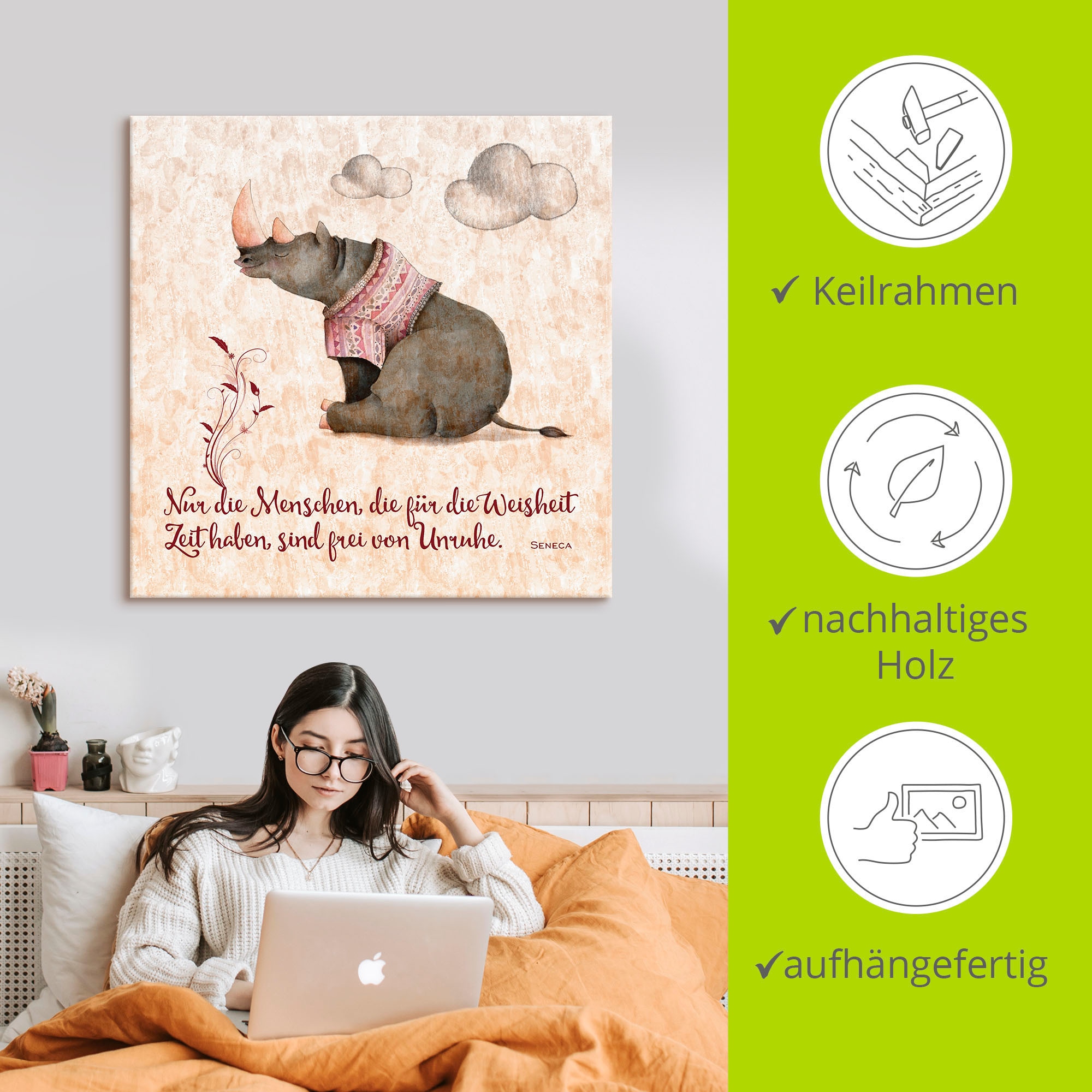 Artland »Lebensweisheit Zeit« Tiere 1 Stk. tlg. auf Holzrahmen gespannt