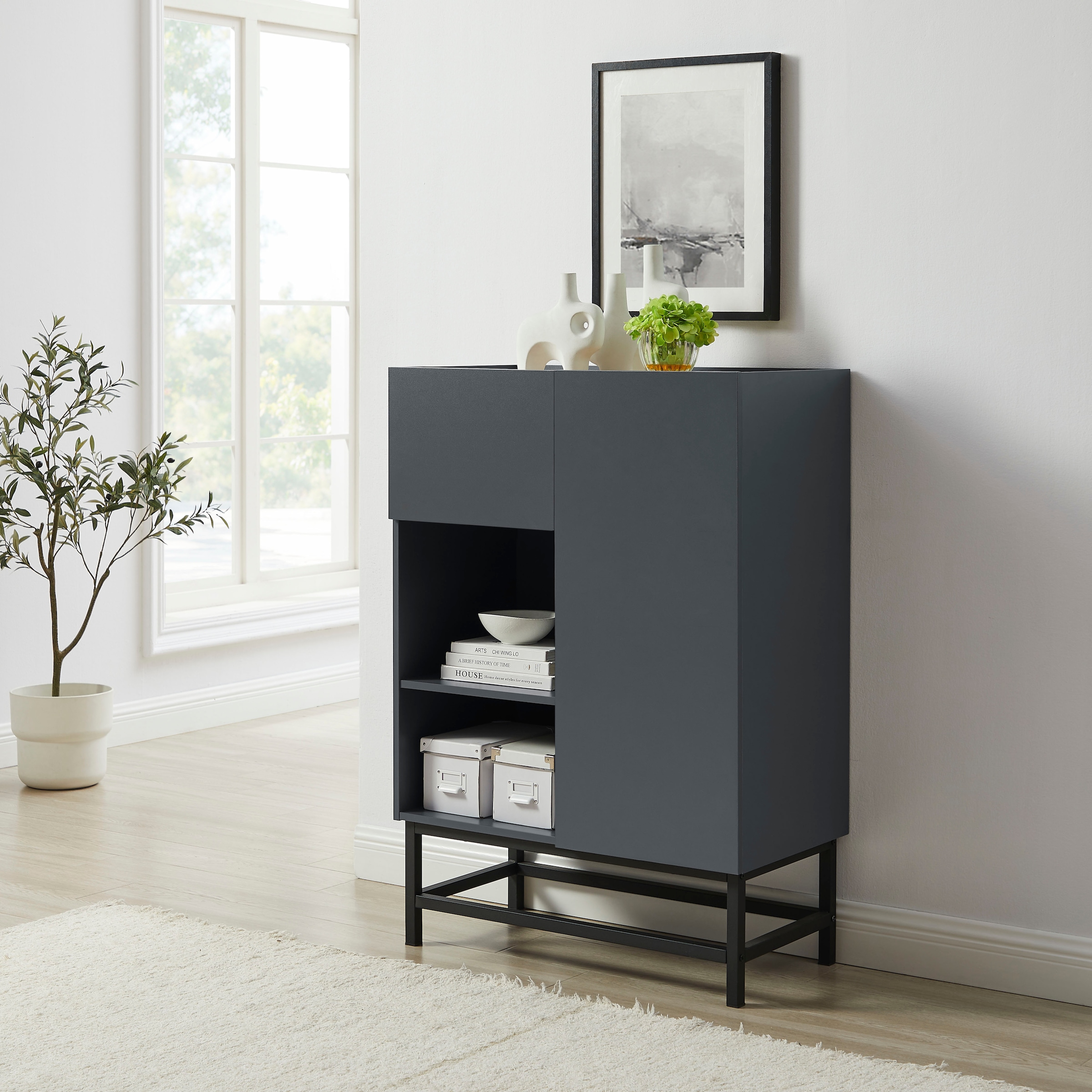 GOODproduct Highboard »Azly« pflegeleichte Melaminoberfläche, robustes Metallgestell, ABS-Kanten
