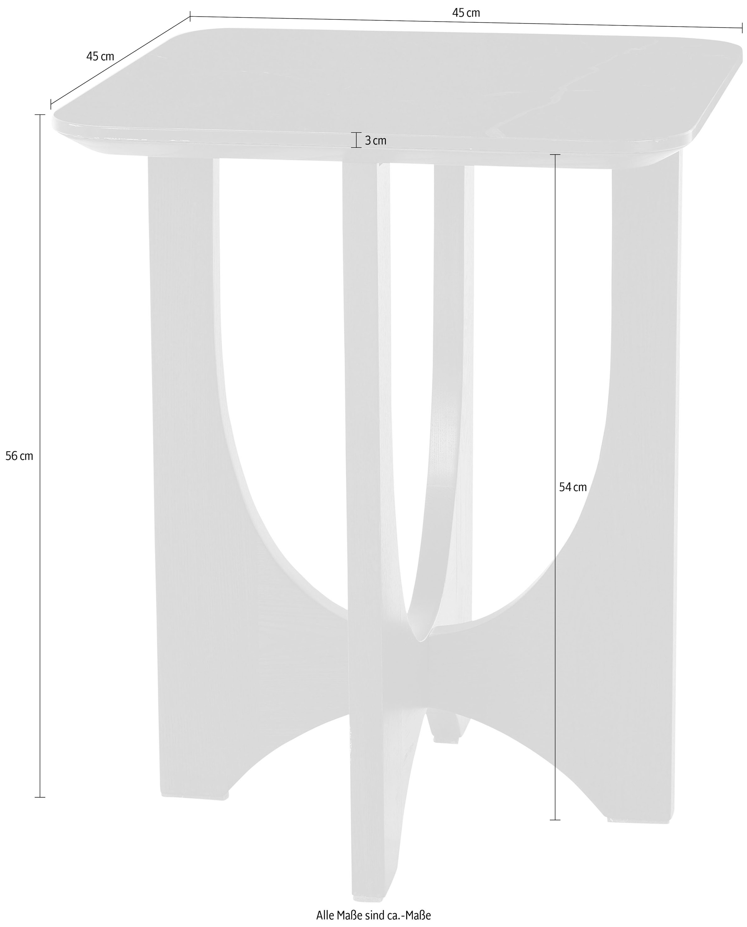 LeGer Home by Lena Gercke Beistelltisch »Kirella« mit Marmor-Optik und massivem Eschenholz-Kreuzfuss, Breite 45 cm