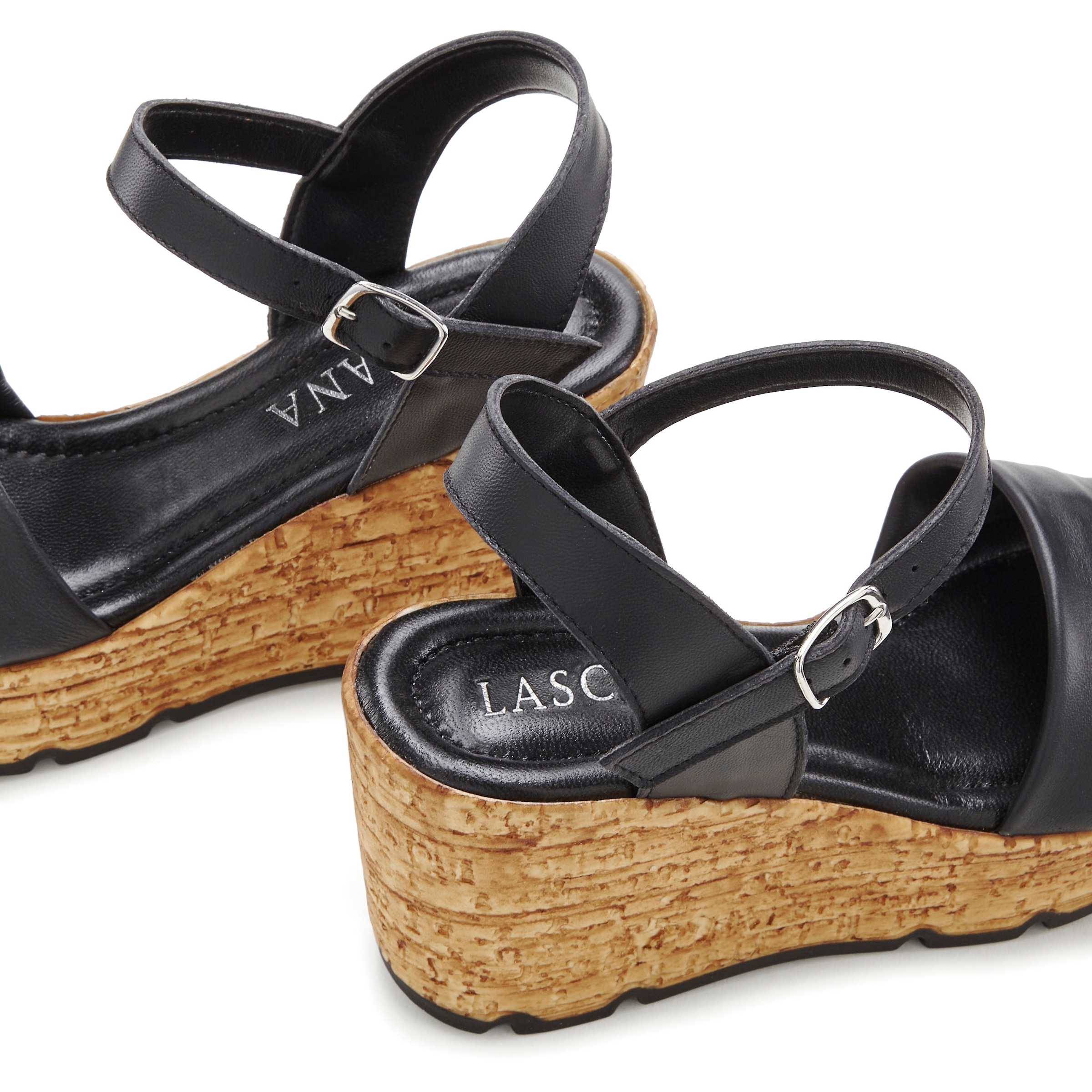 LASCANA Sandalette »Sommerschuh, offener Schuh, Sandale, Keilsandalette,«  NEU aus Leder mit Keilabsatz