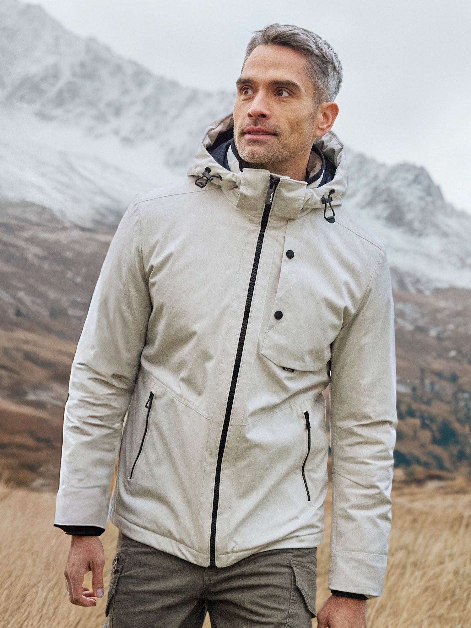 LERROS Veste d'extérieur »LERROS Herren Blouson in Stukturoptik« mit Kapuze Wasser- und windabweisend