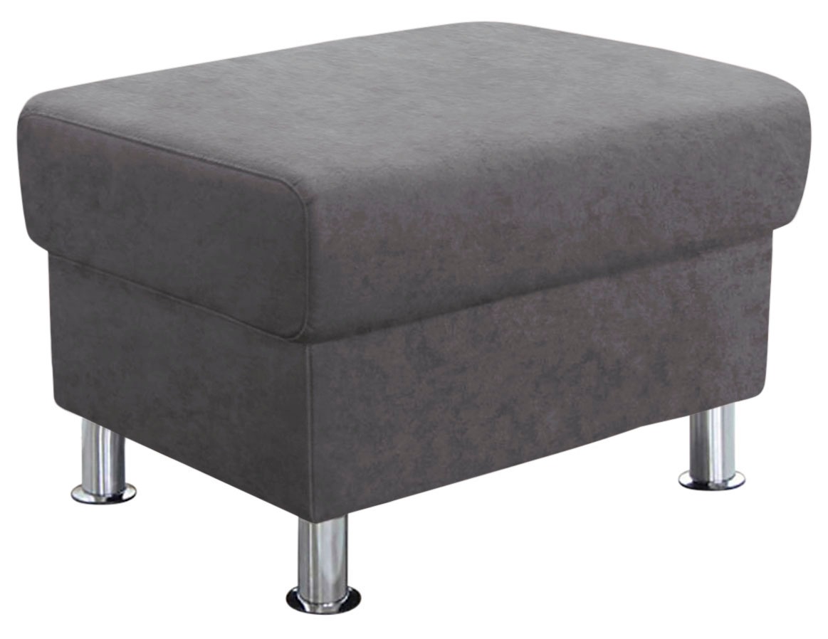 TRENDMANUFAKTUR Tabouret »Rondo, Polsterhocker zur Serie, Breite 67 cm, Füsse chromfarben« Pouf au choix avec ressort à noyau, disponible en différentes housses