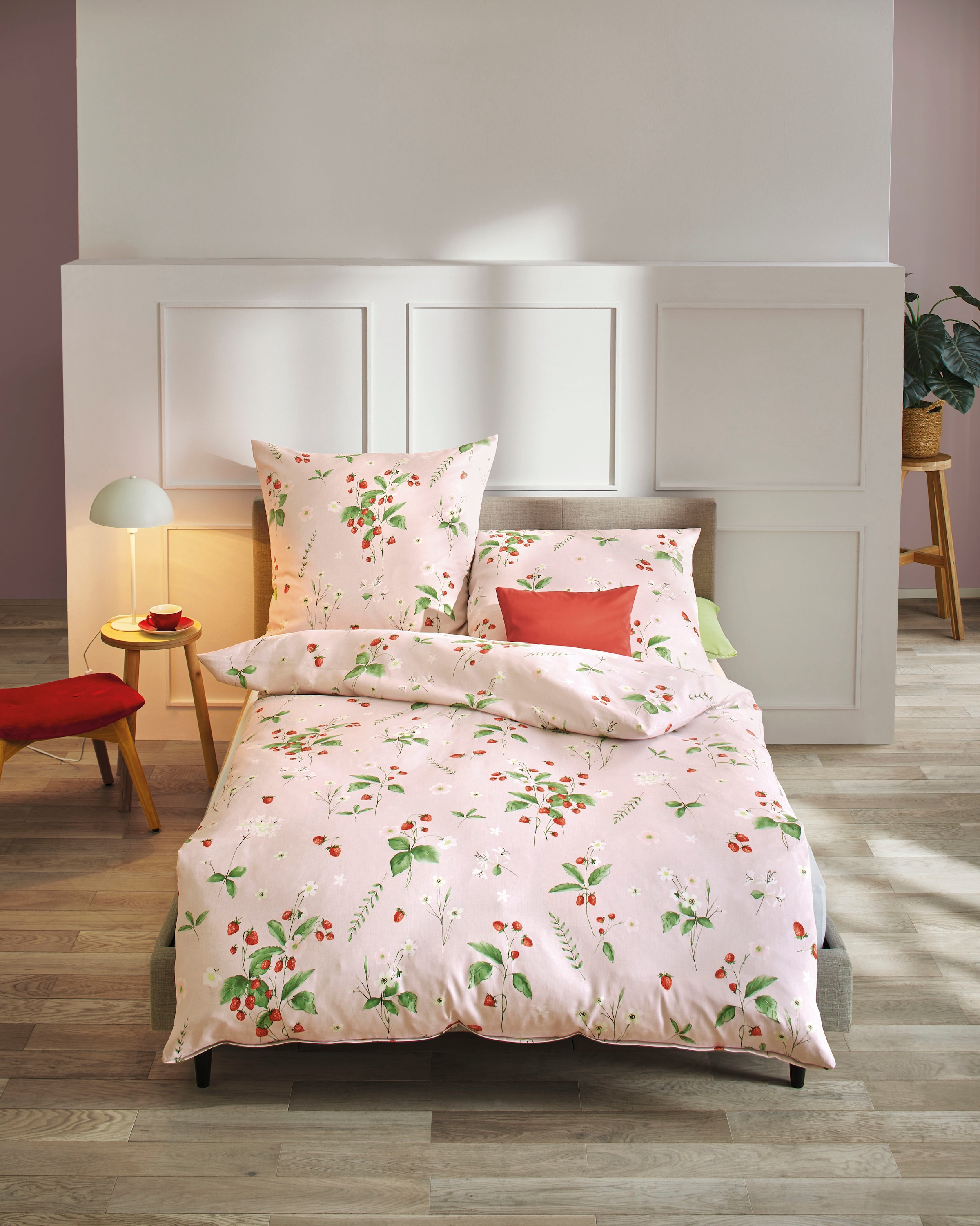 Kaeppel Linge de lit »Walderdbeeren« 2 cuis Avec fraises des bois