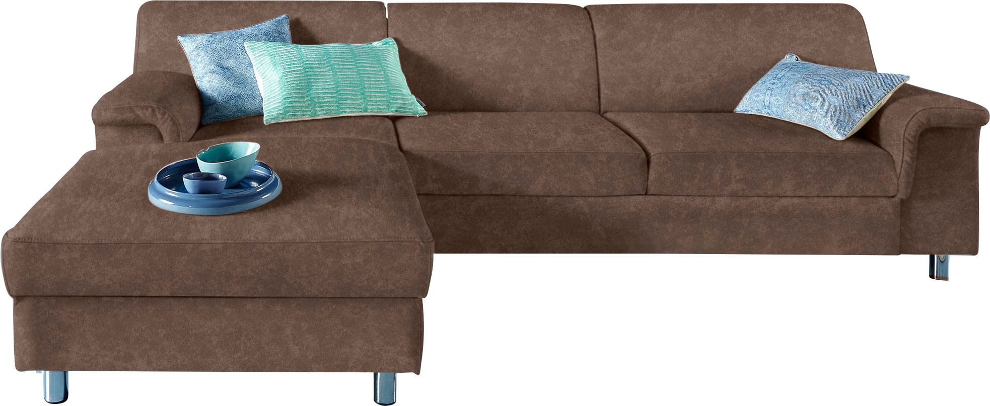 DOMO collection Ecksofa »Jamie, modern und elegant, Fusshöhe 9cm, L-Form,« wahlweise mit Bettfunktion