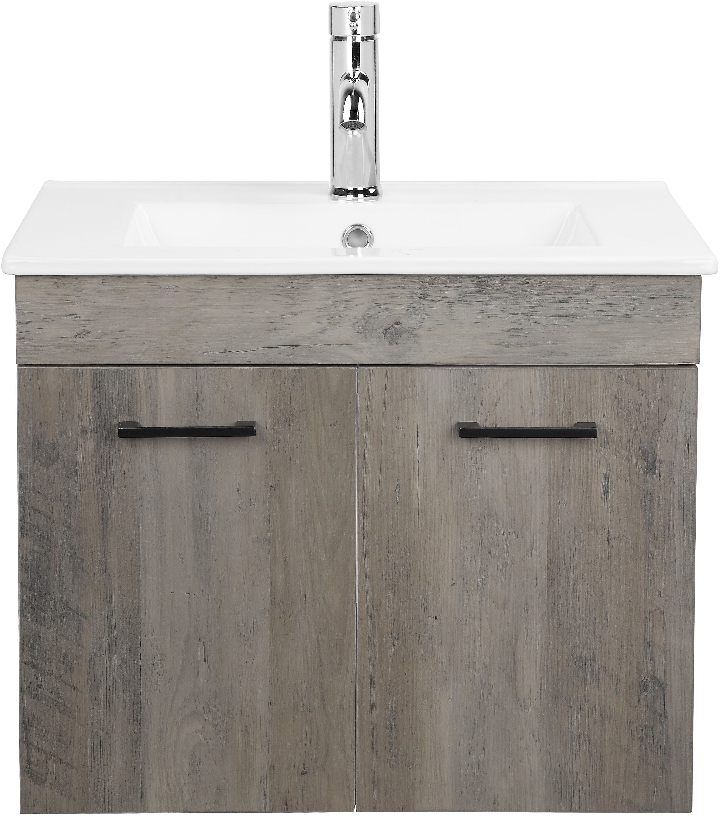 welltime Waschtisch »Florenz, Breite 60cm, 2 Tür, 2 Fächer, MDF-Front« Set, Waschtisch inklusive Waschbecken,  Waschplatz mit 2 Türen,in verschiedenen Farben erhältlich, Badmöbel