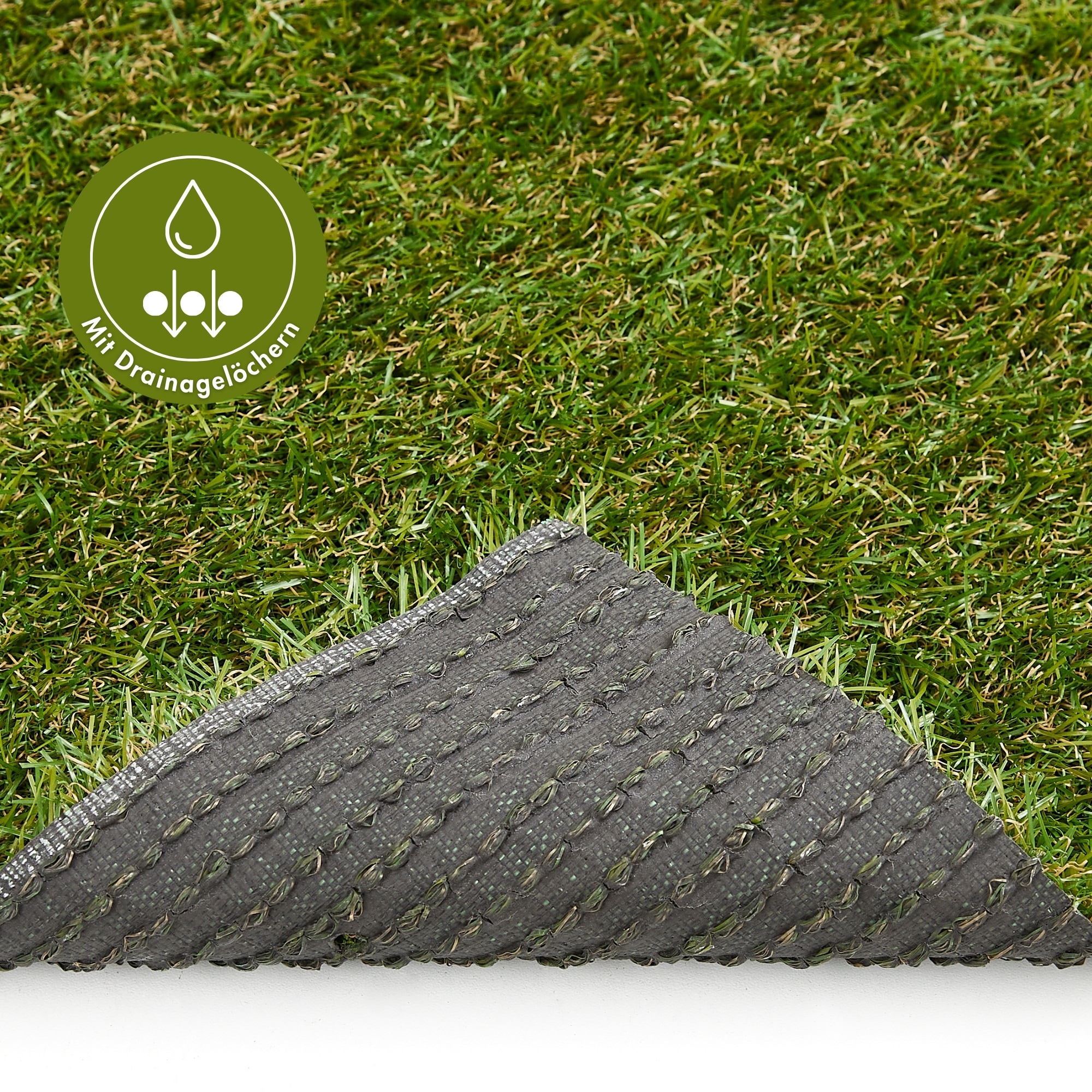 Andiamo Gazon synthétique »Rasenteppich Jever« Rectangulaire 20 mm Höhe natürliche Optik, mit Drainagefunktion, für Balkon, Terrasse & Garten