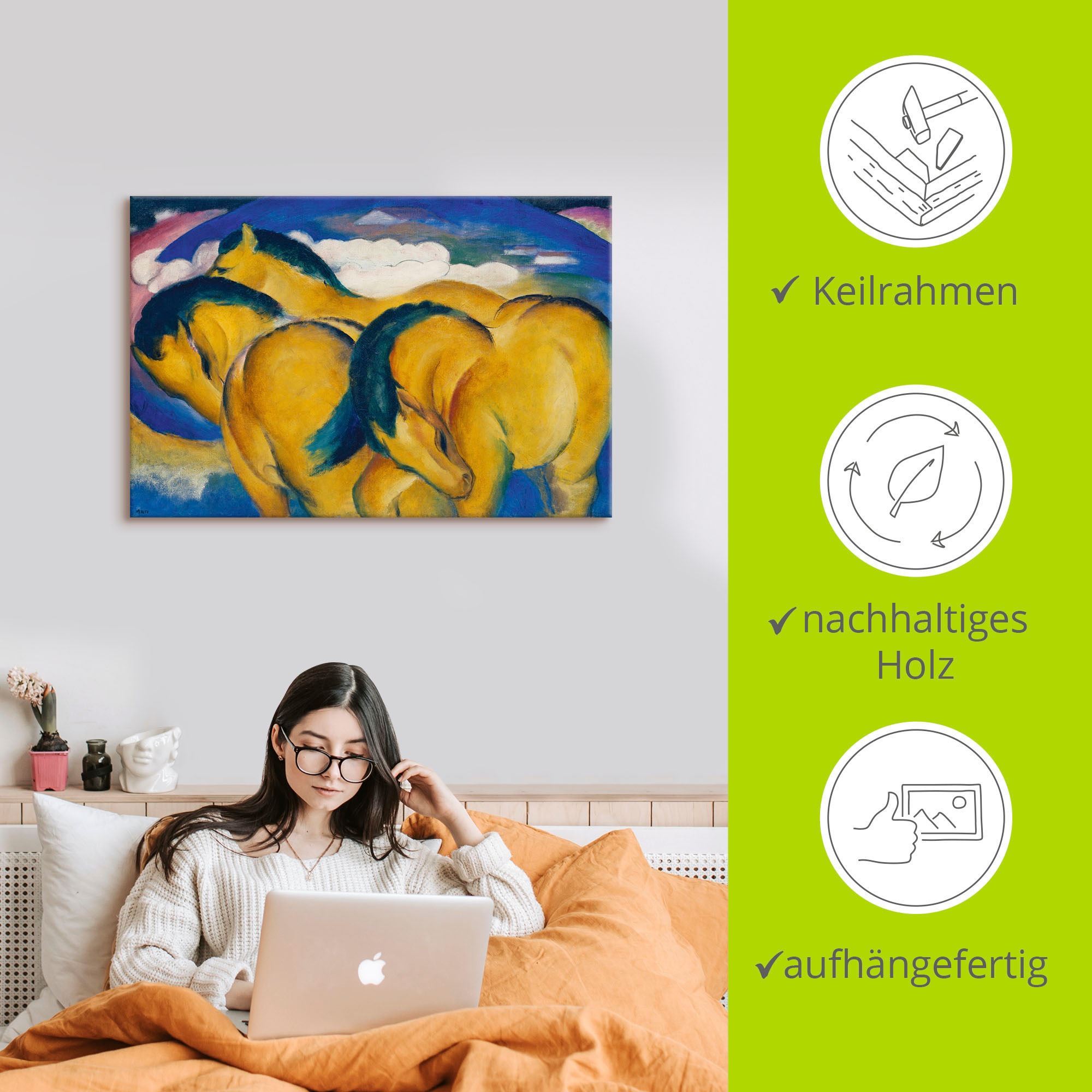 Artland Wandbild »Die kleinen gelben Pferde. 1912« Haustiere 1 Stk. tlg. als Alubild, Leinwandbild in verschied. Grössen