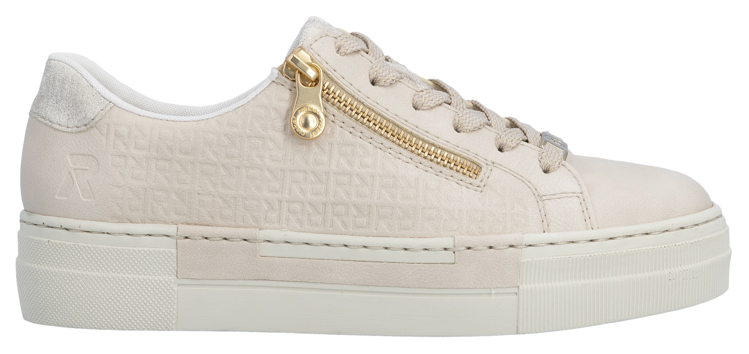 Rieker Baskets à plateforme  mit goldfarbenem Reissverschluss, Freizeitschuh, Halbschuh, Schnürschuh