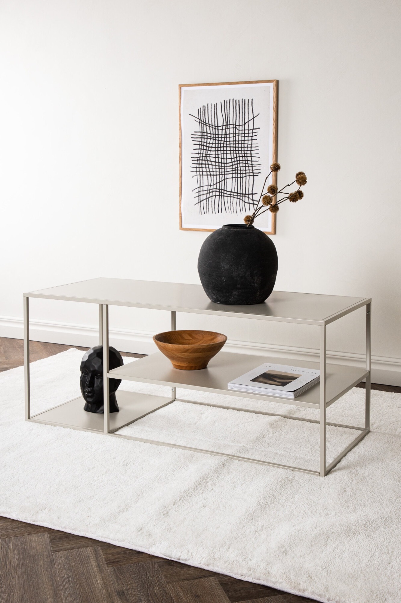 Venture Home Table basse »Staal, Beistelltisch mit Ablageboden, 50 × 50 cm« Table basse, acier laqué poudre, allongée, moderne