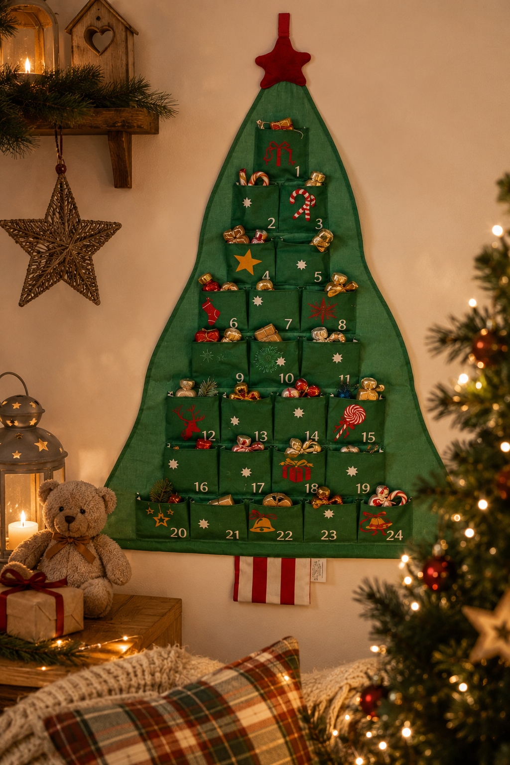GOODproduct Adventskalender »Weihnachtsbaum mit dekorierten Taschen, wiederverwendbar« Es liegt keine Altersempfehlung vor aus Stoff, ca. 100x68cm, zum Hängen an Türen und Wänden