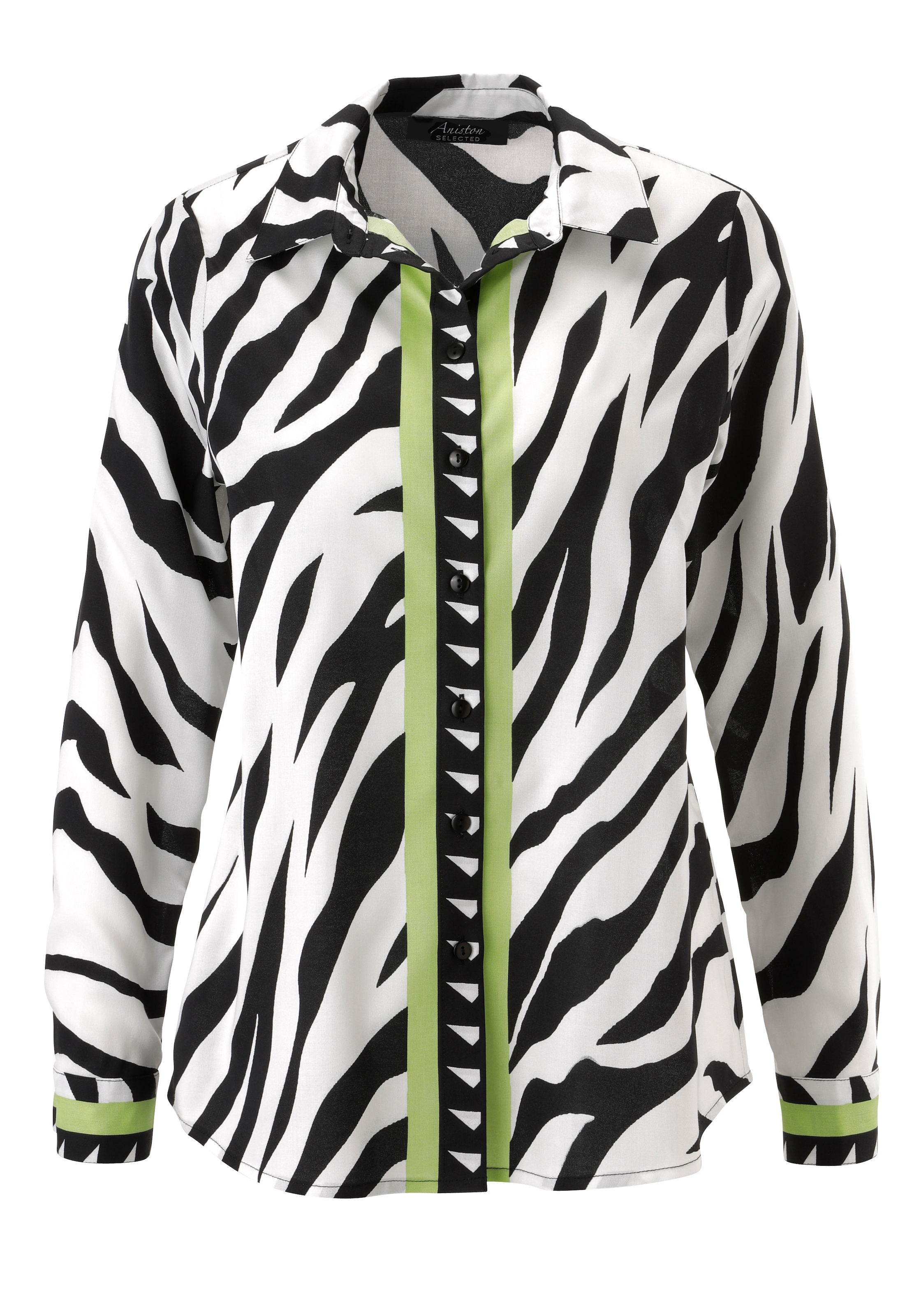 Aniston SELECTED Hemdbluse im Zebra-Look allover mit kontrastfarbigen Streifen