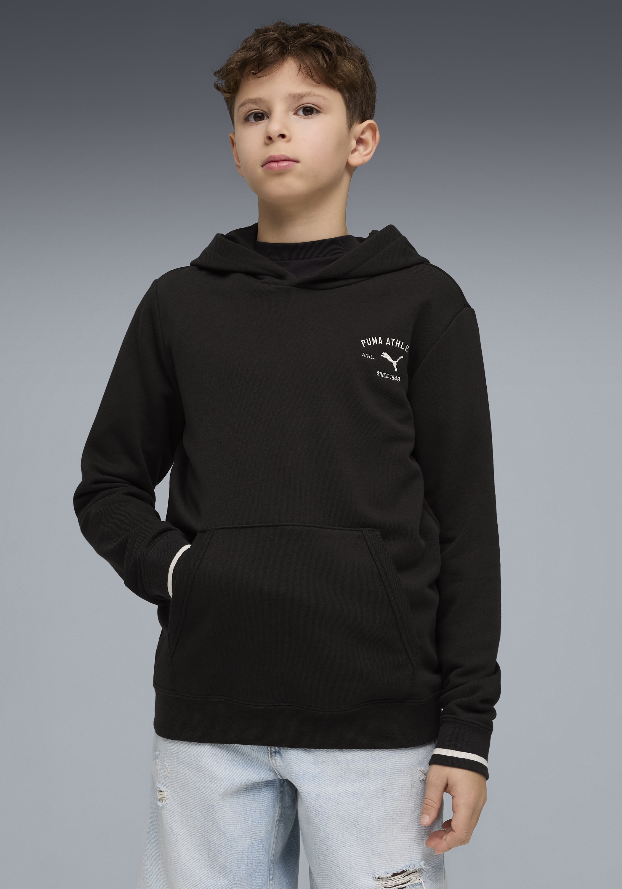 PUMA Sweat à capuche »CLASS GRAPHIC HOODIE TR B«, für Jugendliche, mit Kapuze, Regular Fit, mit Kängurutasche
