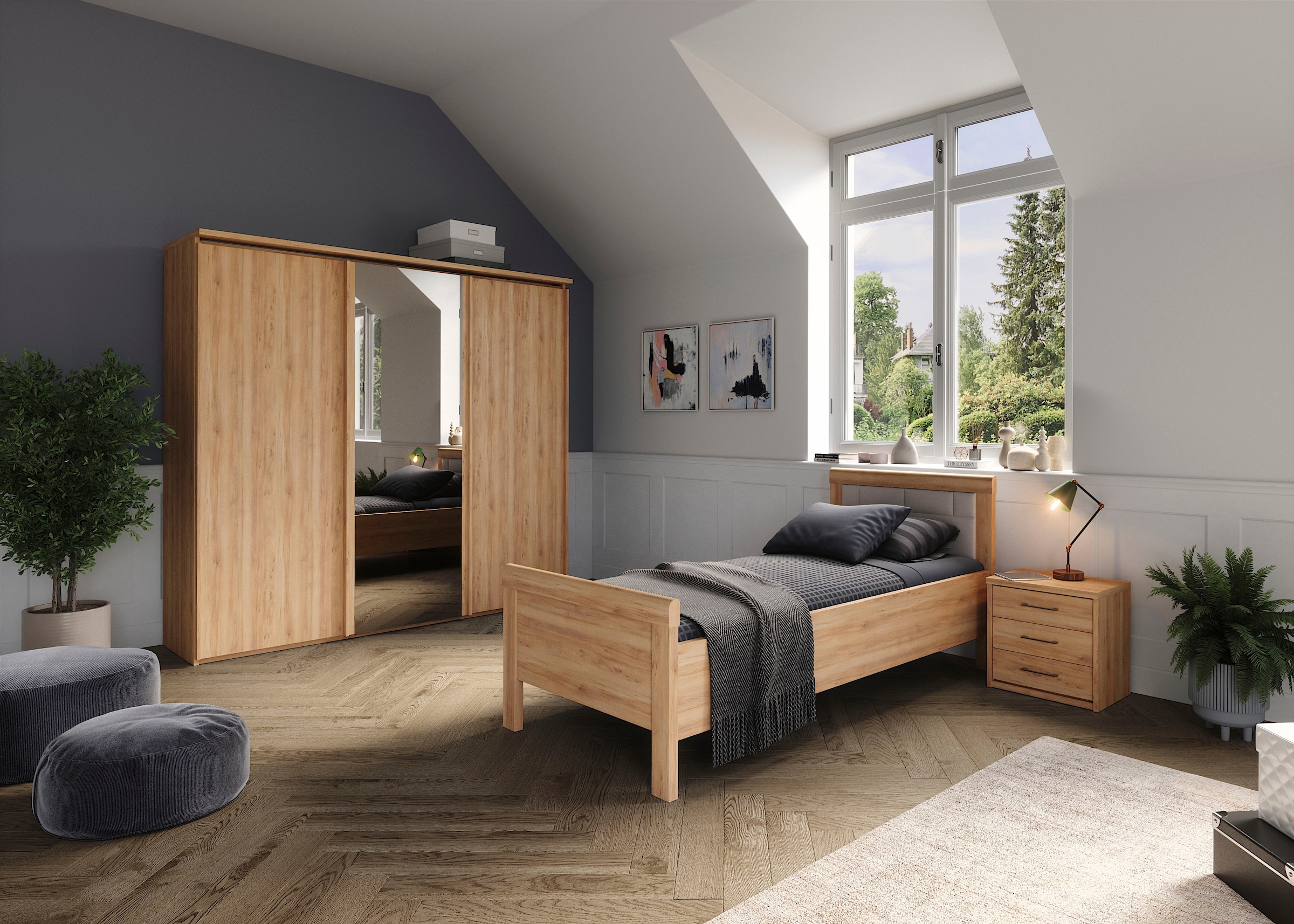 priess Einzelbett »Arnsberg Komfortbett mit flexibel höhenverstellbarer Liegefläche« gepolstertes Kopfteil, Made in Germany mit Blauem Engel und Goldenem M
