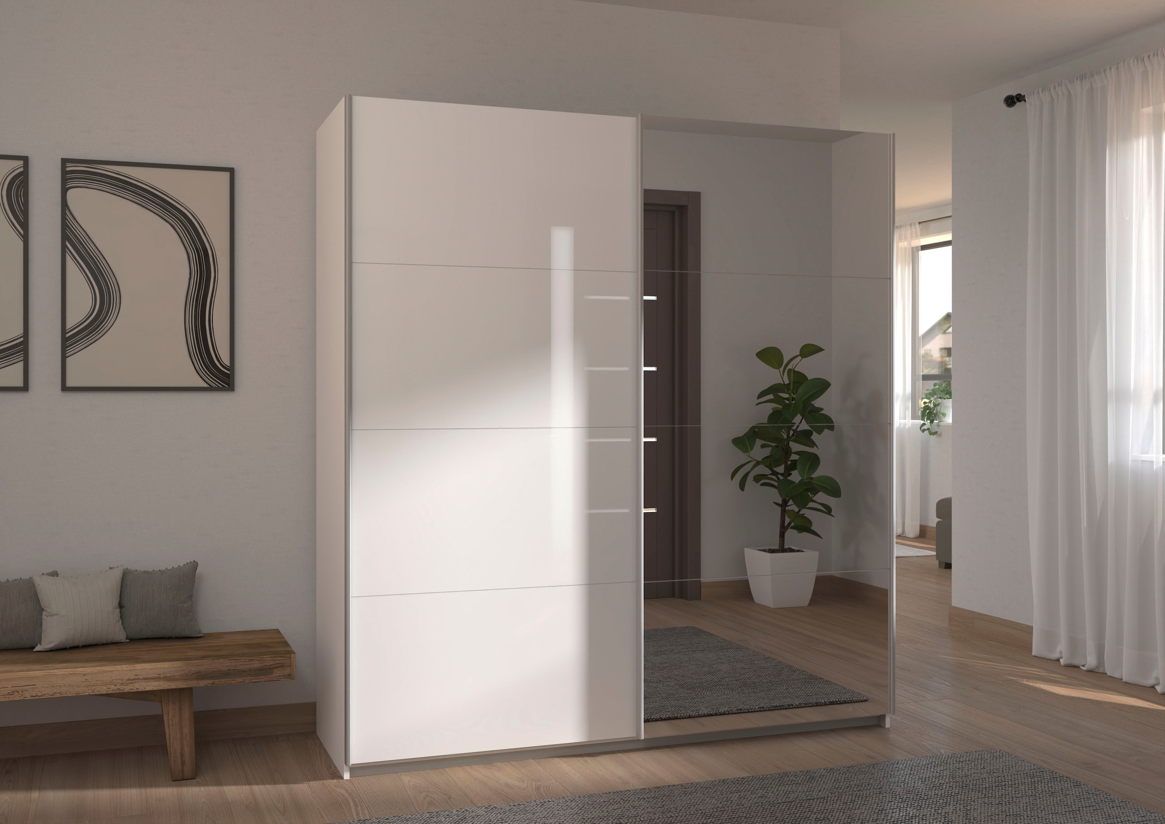 rauch Armoire à portes coulissantes »Kleiderschrank Schrank KinderzimmerSUBITO« Schlafzimmerschrank Glas- und Spiegel Breiten 136 & 181 - Höhe 197 cm
